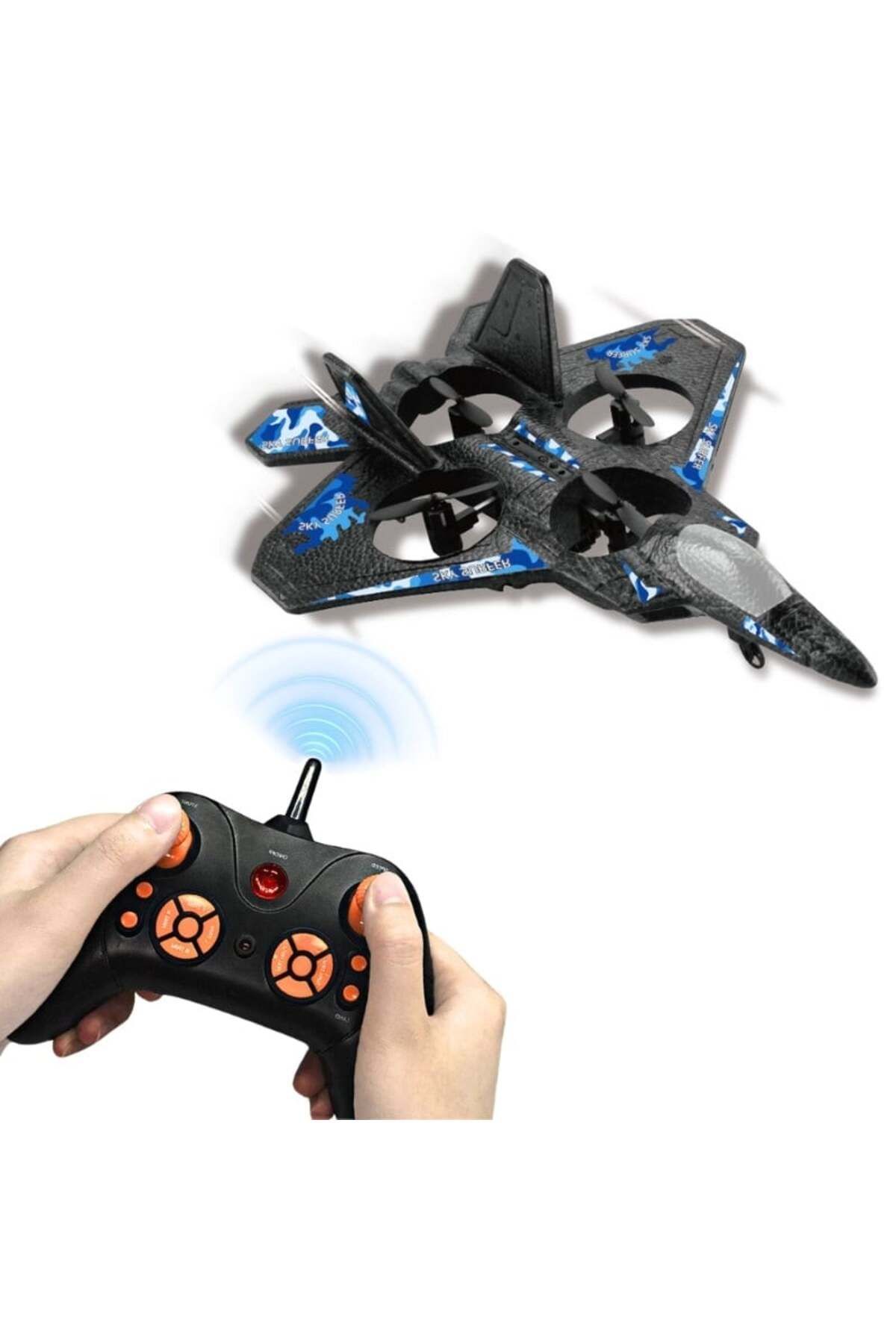 iUni-Lc222-a Remote Control Airplane, Thunder Jet X, 360° Acrobatics, Gyroscope, Led Lights, Blue 2