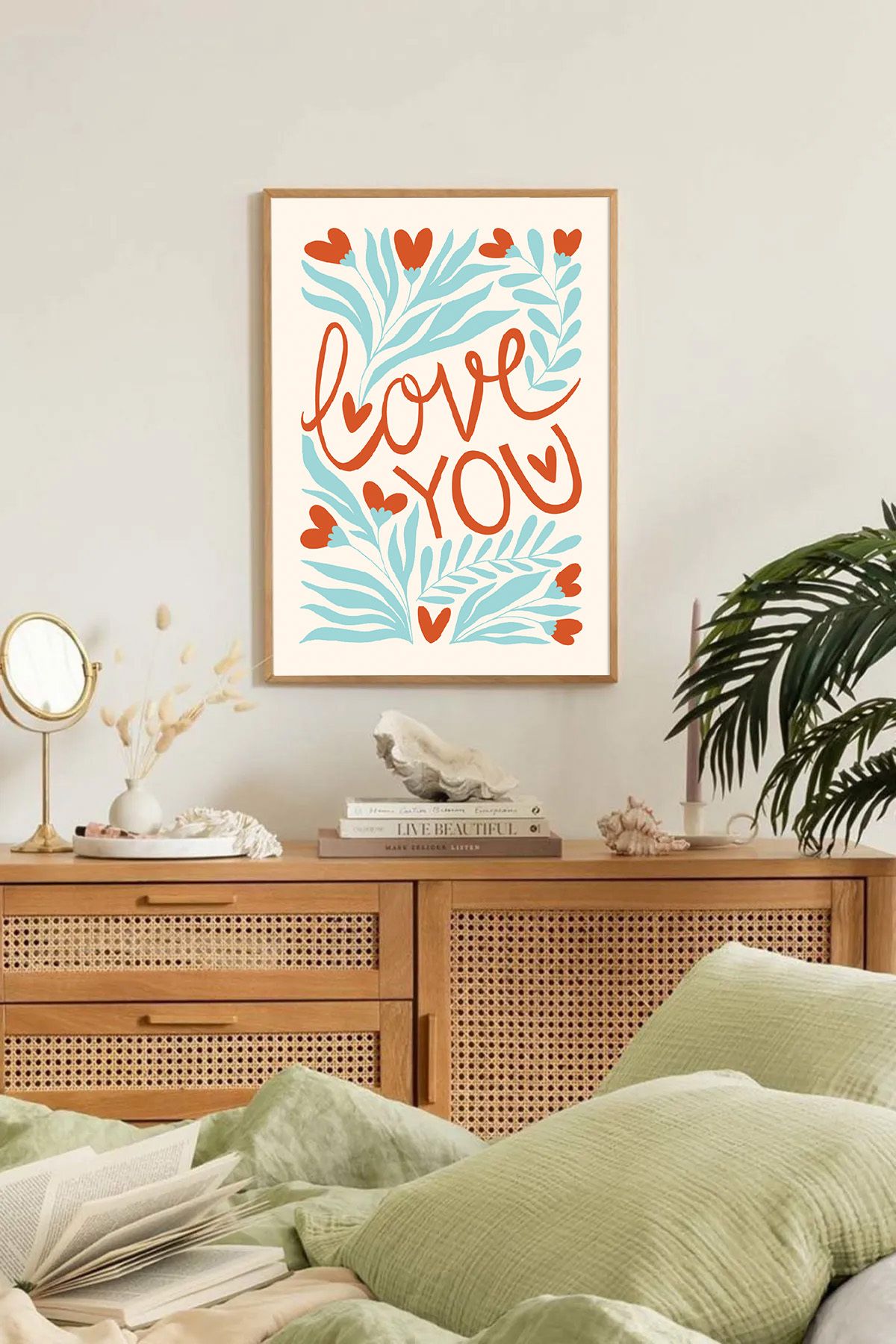 Dekorsiahome Tek Parça Ahşap Çerçeveli Oturma Odası Salon Mutfak Tablo TK0349