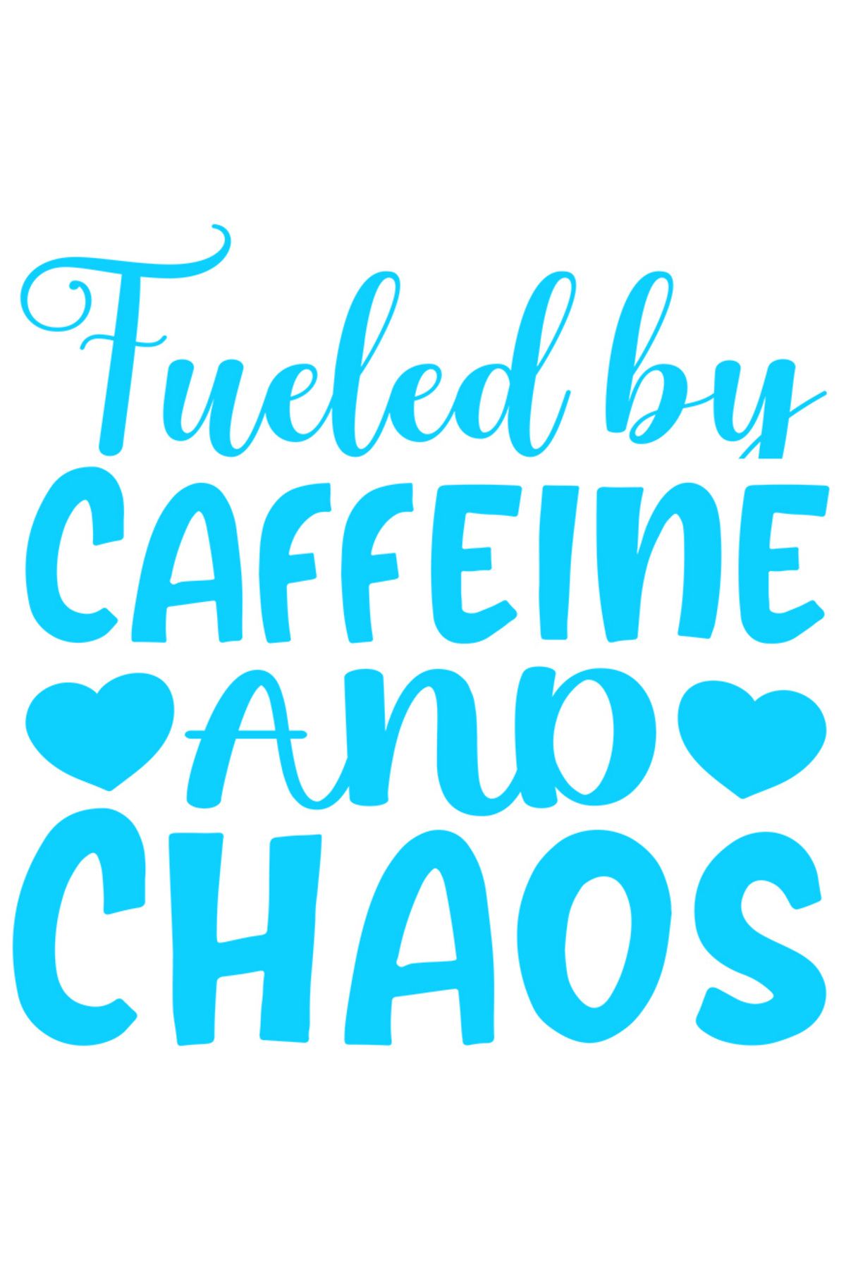 StoryGift Romania Sticker Autocolant 30cm Exterior Cu Inimioare Si Textul "alimentat Cu Cafeina Si Haos" , Vinyl - One Size