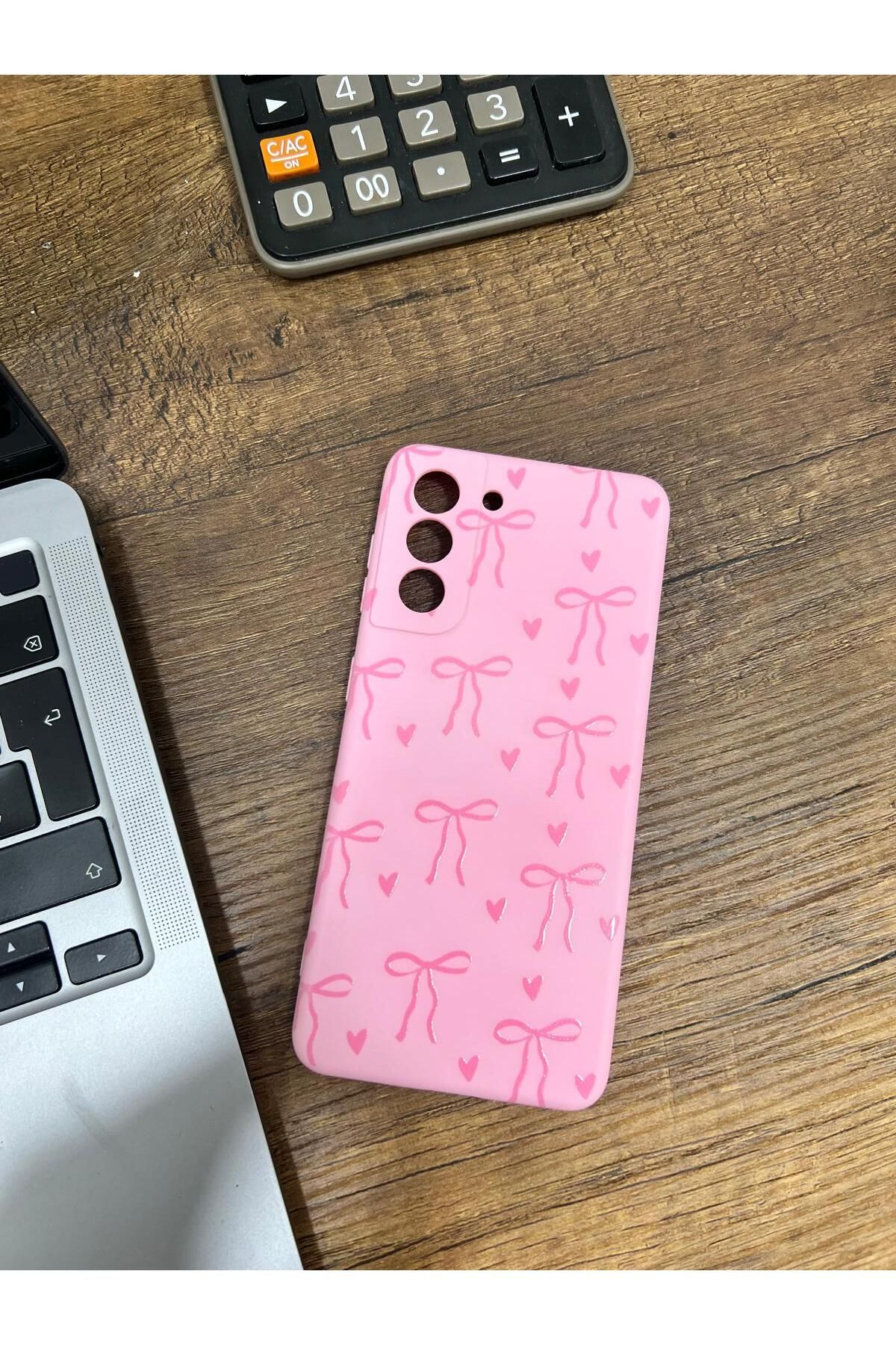 HZR Samsung S21 Kurdele Desenli Pembe Kılıf