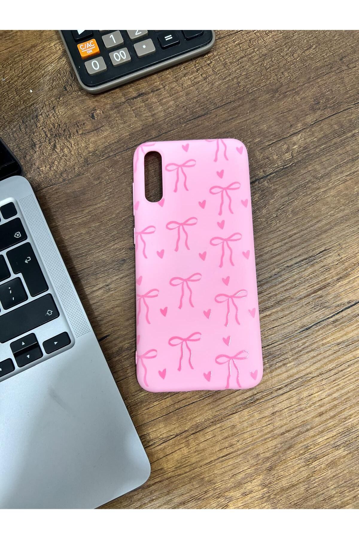 HZR Samsung A70 Kurdele Desenli Pembe Kılıf