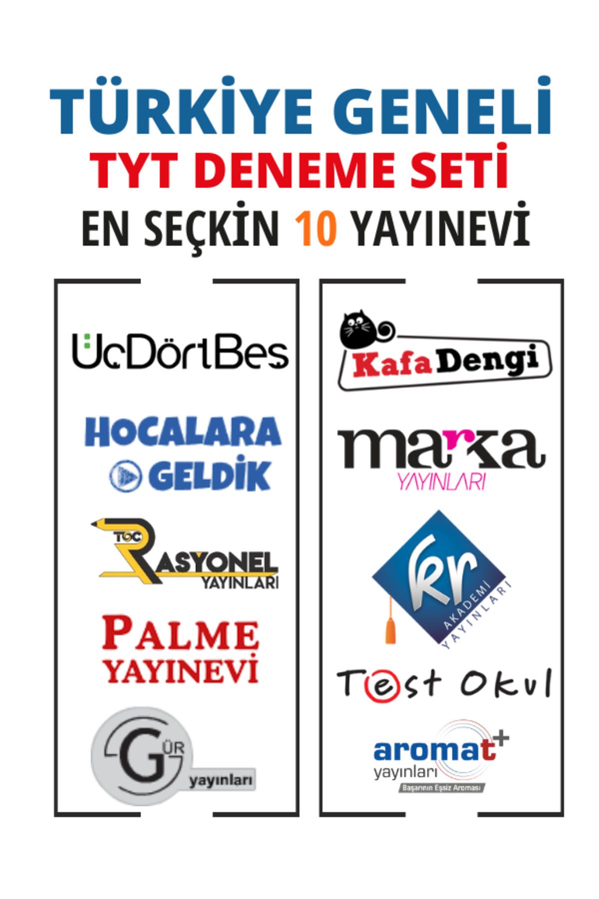 Üç Dört Beş Yayıncılık Türkiye Geneli TYT Genel Deneme 10 Yayın 10 Deneme Seti