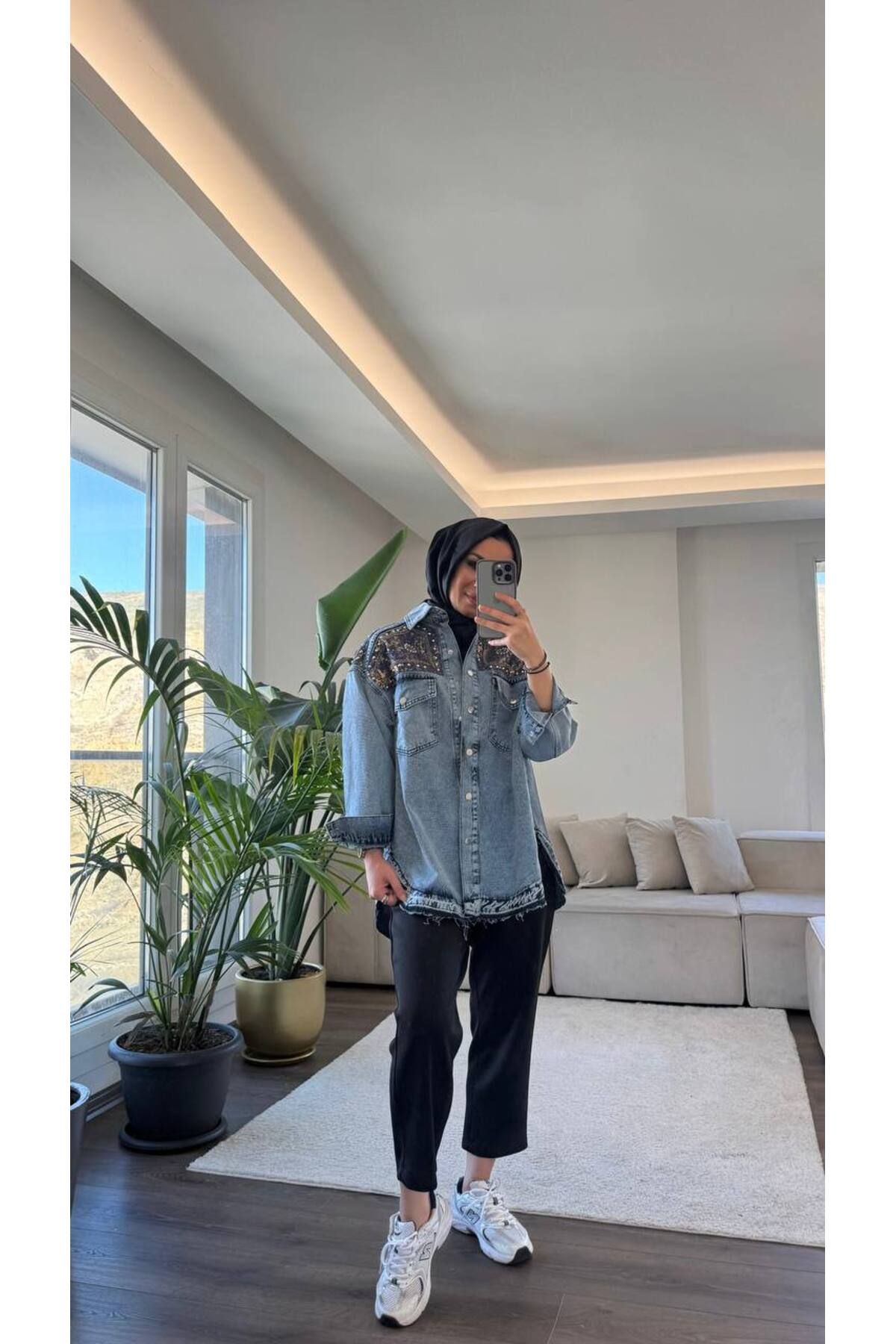 Suede Style 5295- İşlemeli Kadın Kot Ceket