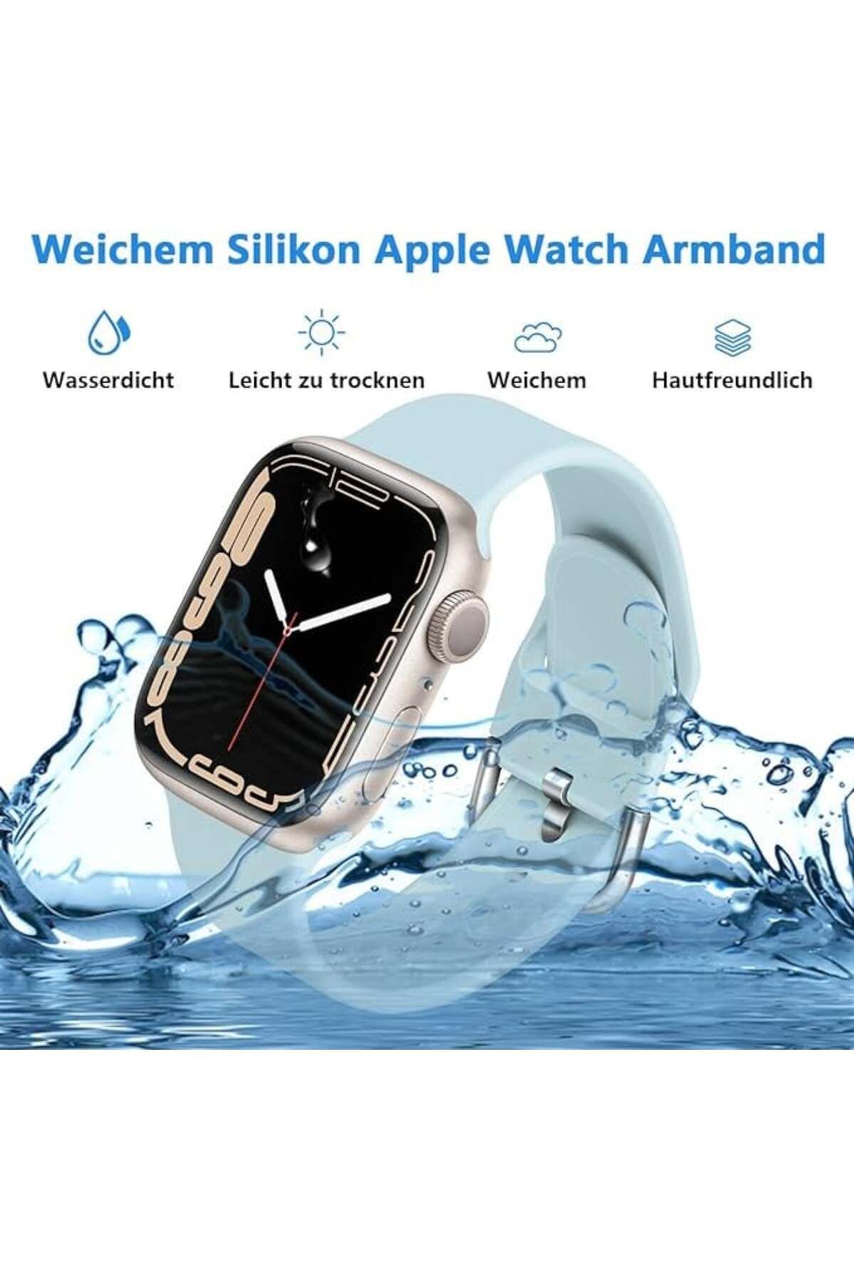 chinbersky-Set de două curele pentru Apple Watch Chinbersky, silicon, albastru/roșu, 42/44/45 mm 7