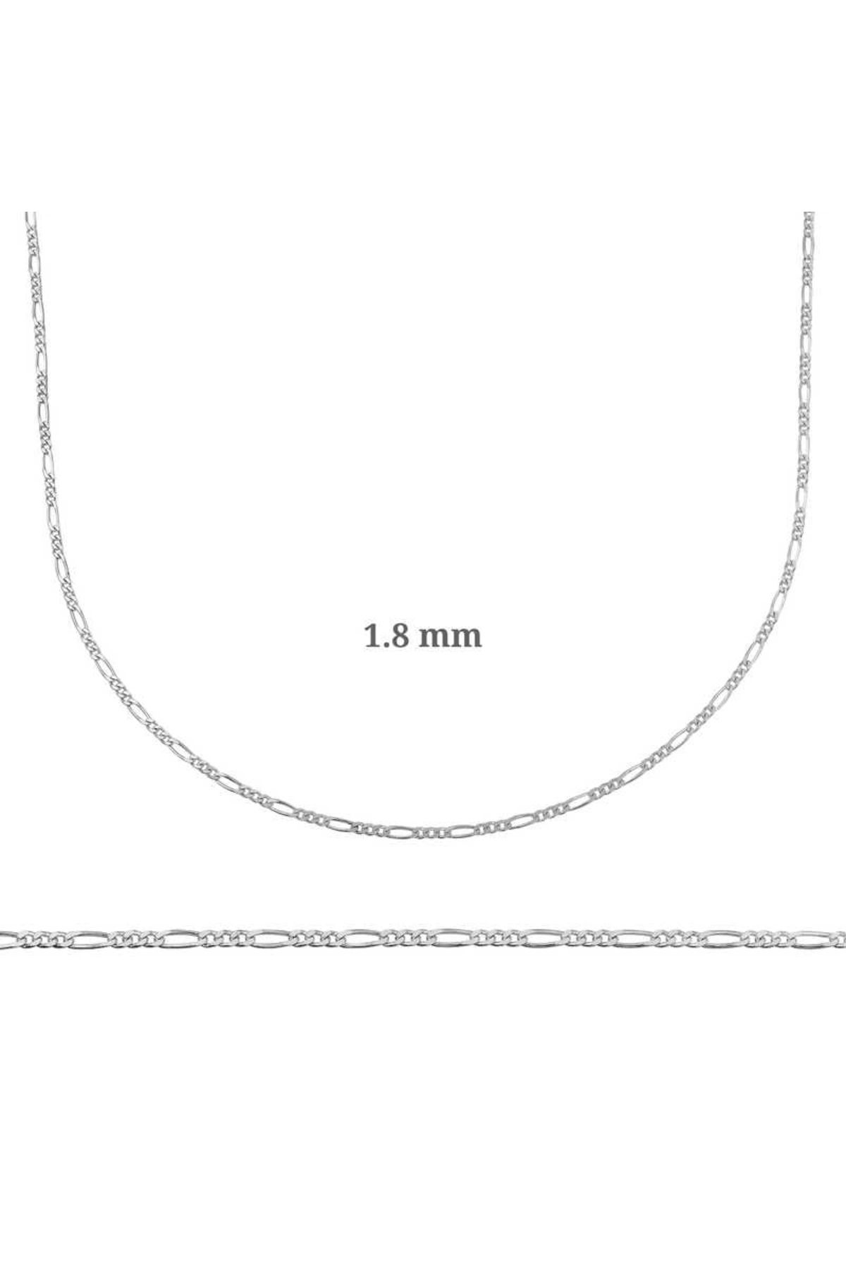 luz&pos 1.8 mm Gümüş Figaro Zincir - 0.50 mikron