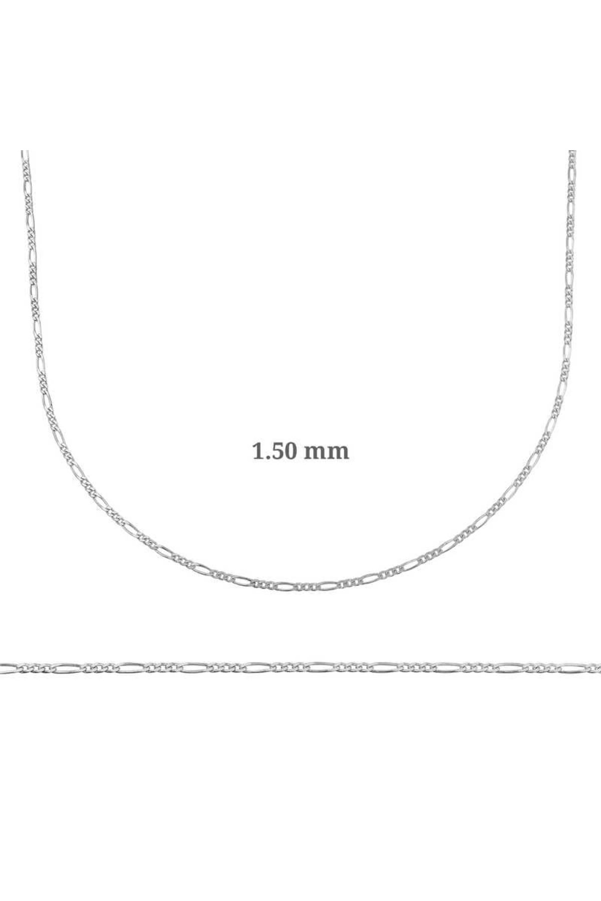 luz&pos 1.50 mm Gümüş Figaro Zincir - 0.40 mikron