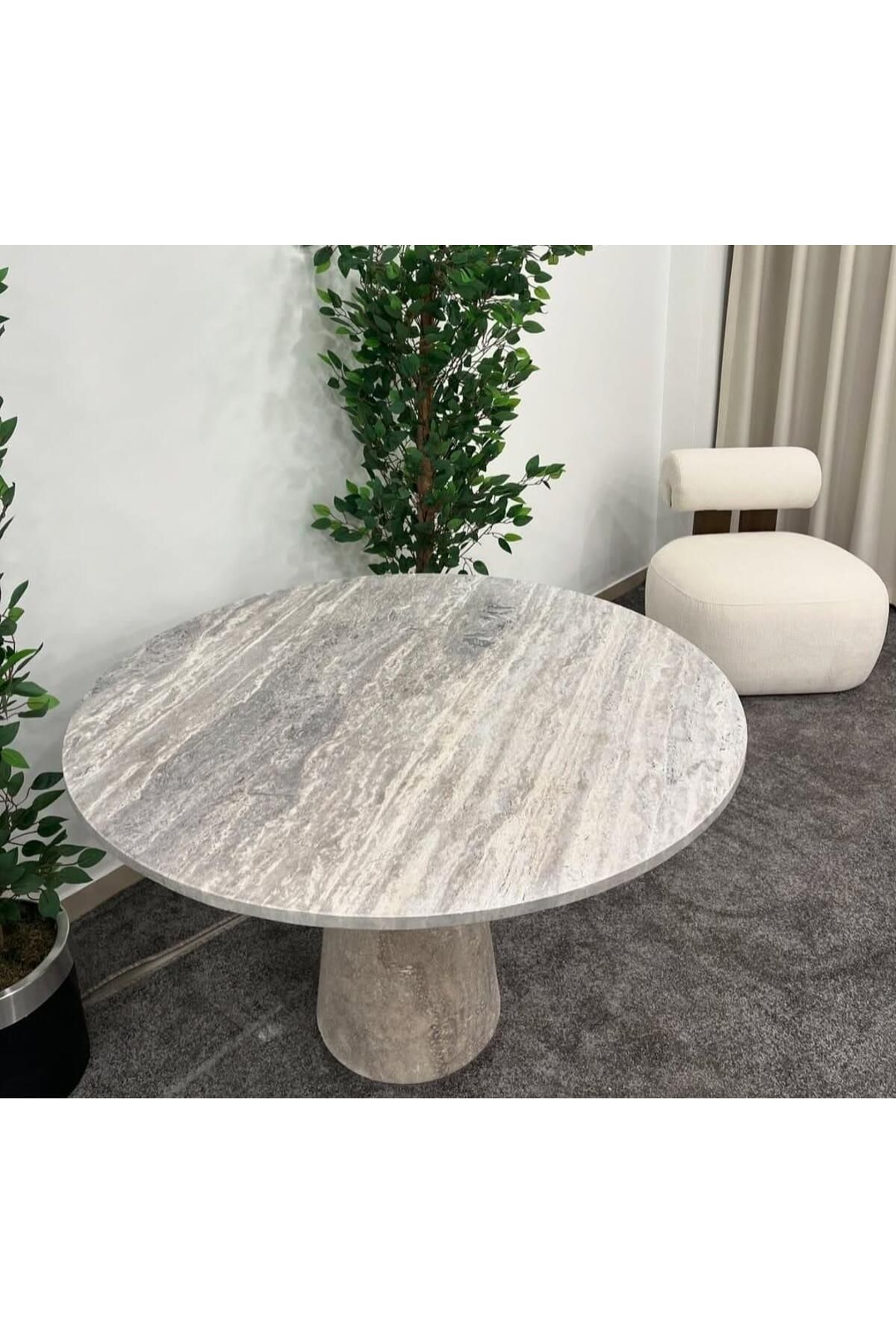 Sümeyra Marble Art SİLVER - Silver Traverten Yemek Masası
