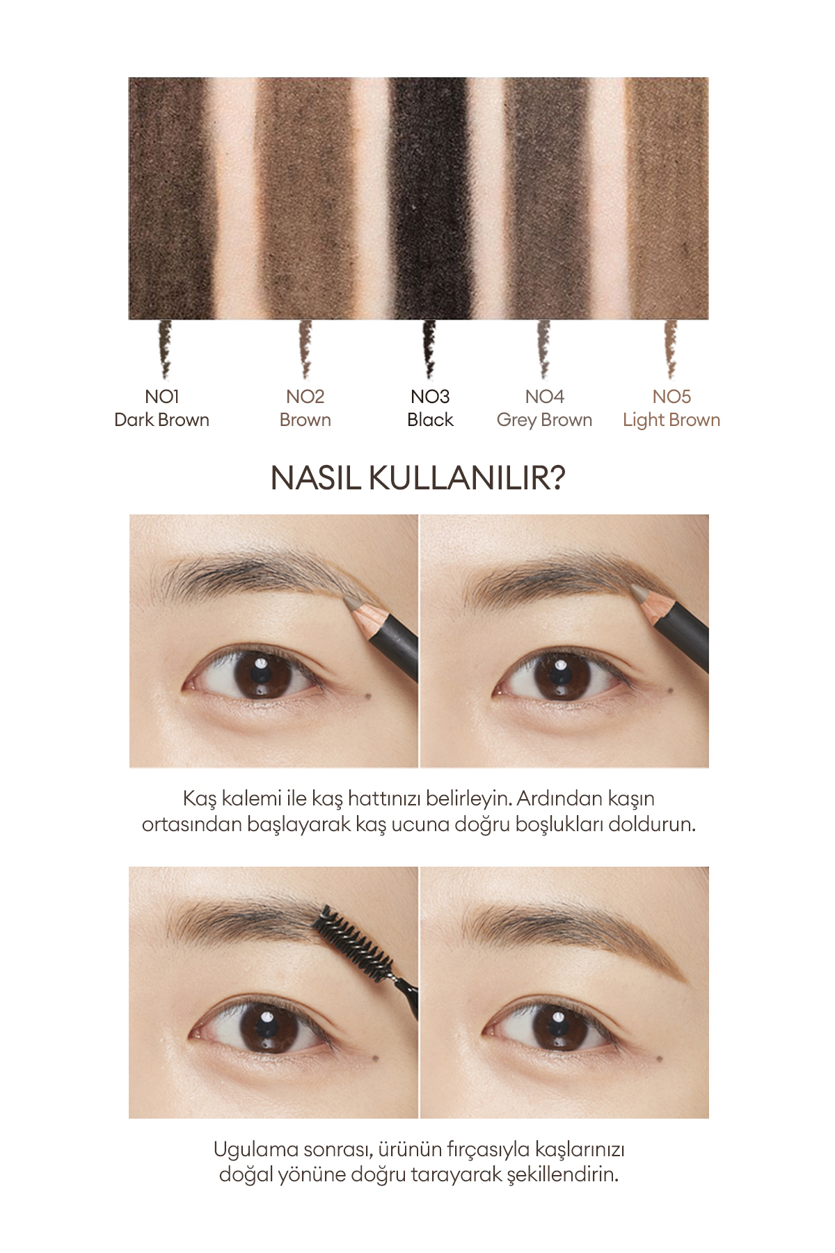 Bulaşmayan Kalıcı Doğal Kaş Kalemi Smudge Proof Wood Brow No.2 (BROWN) — قهوه‌ای 10074 — تصویر 6 از 7