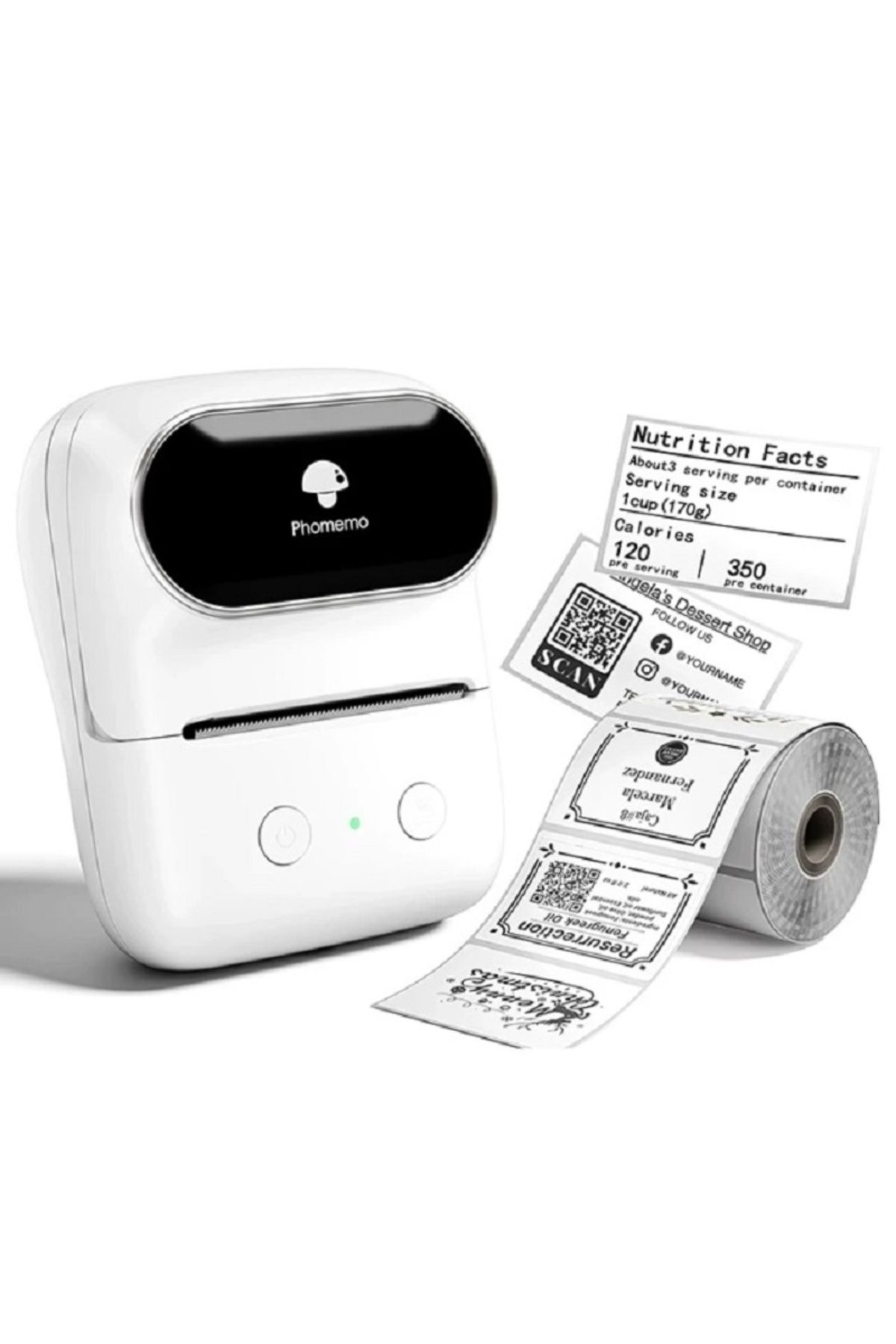 Phomemo M108 Etiket Yazıcısı Siyah, (20-50mm) Kablosuz Taşınabilir Bluetooth, USB Şarjlı, Android, Ios Ve Pc