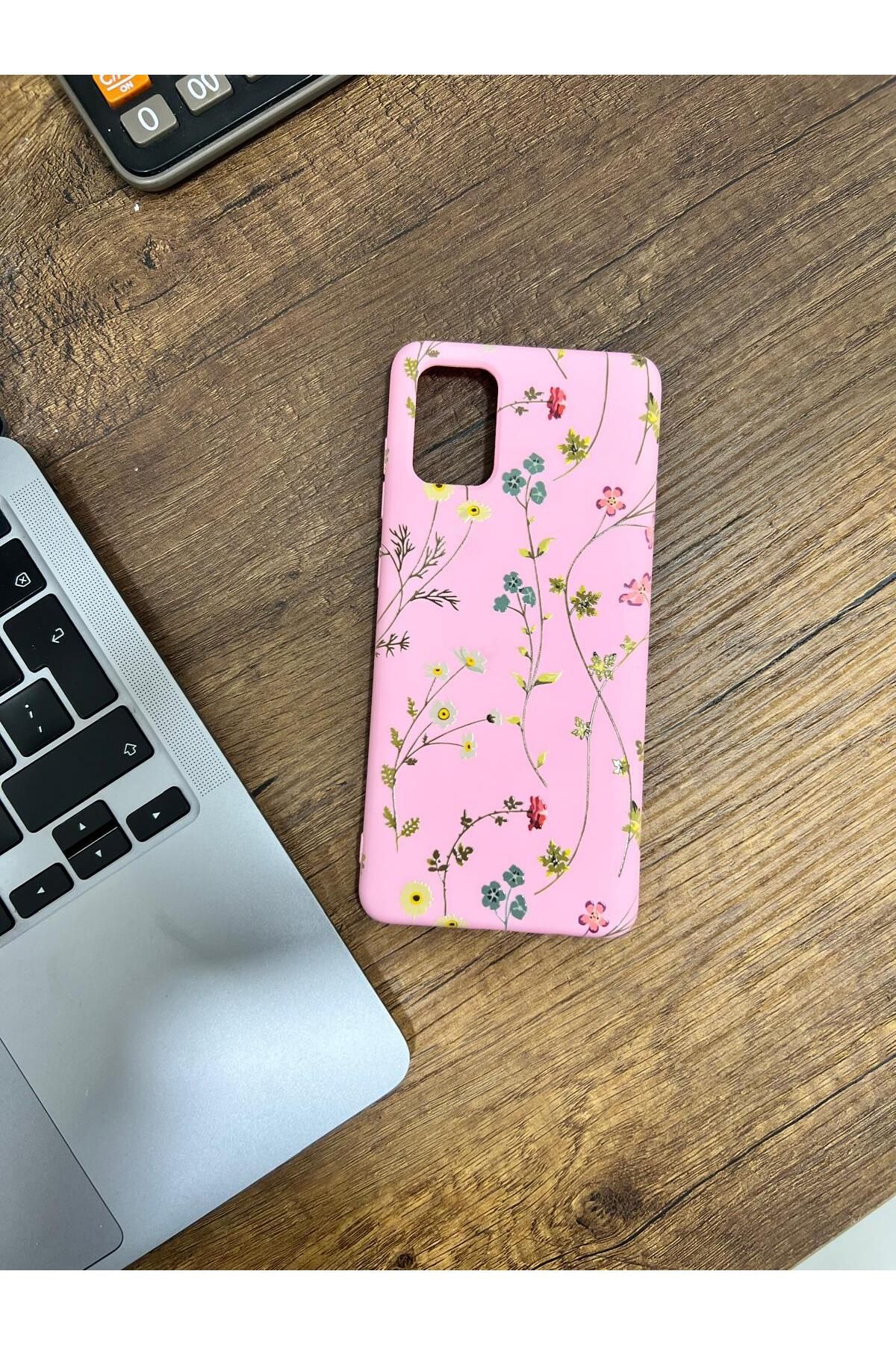 HZR Samsung A71 Bahar Çiçekleri Desenli Pembe Kılıf