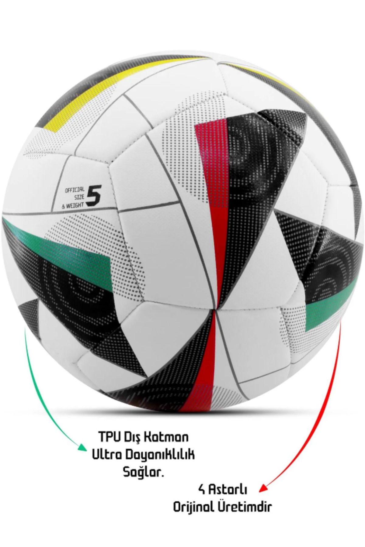 ByKurt Pompa Hediyeli No:5 Futbol Topu Dayanıklı TPU Halı Saha Sert Zemin Uyumlu Dikişli FT515