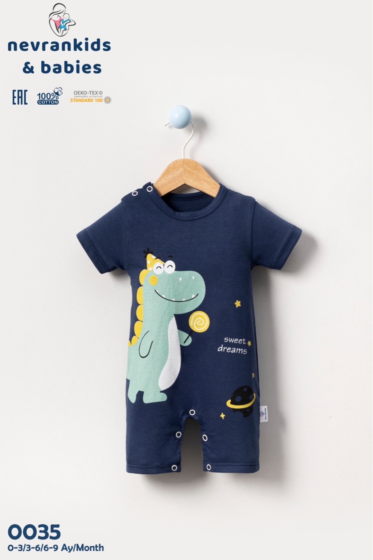 nevrankids Yenidoğan Kız Erkek Pamuk Uni Yumuşak Kısa Kollu Yazlık Tulum fotoğrafı 6 (önizleme)