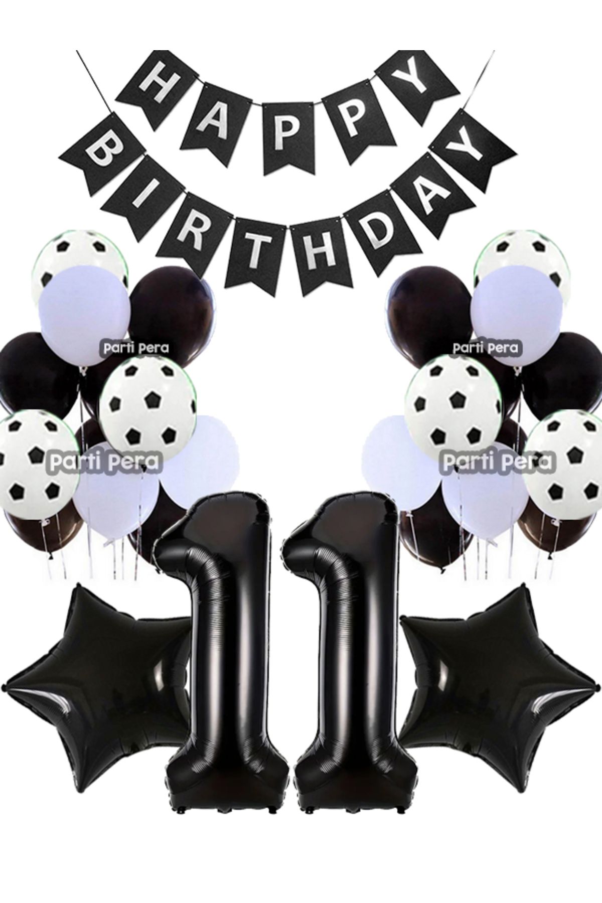 parti pera 8 Yaş Siyah Beyaz Pastel Balon Yıldız Folyo Balon Siyah Rakam Folyo Balon Doğum Günü Balon Seti
