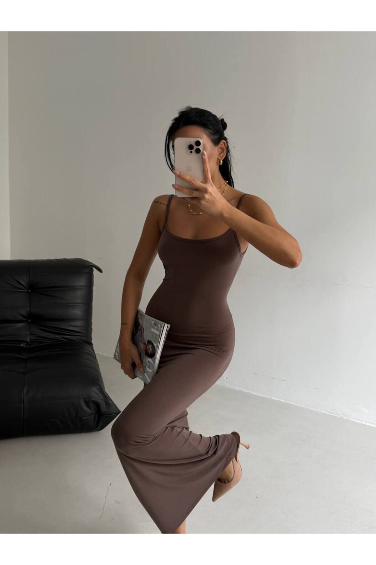 Secret Passion Lingerie Yeni Sezon İnce Ayarlanabilir Askılı Kadın Maxi Elbise 52225061