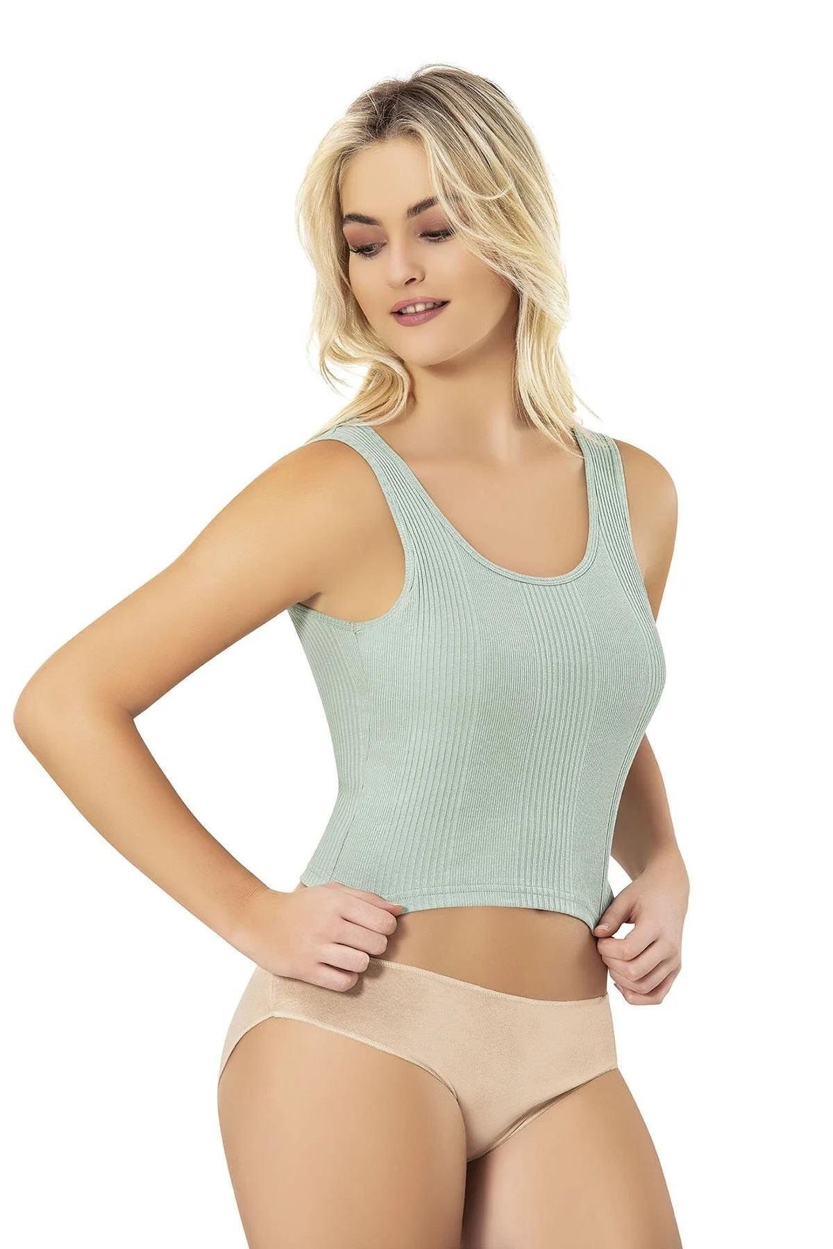 Cansoy Fitilli Penye Kaşkorse Pedli Mint Crop 6808