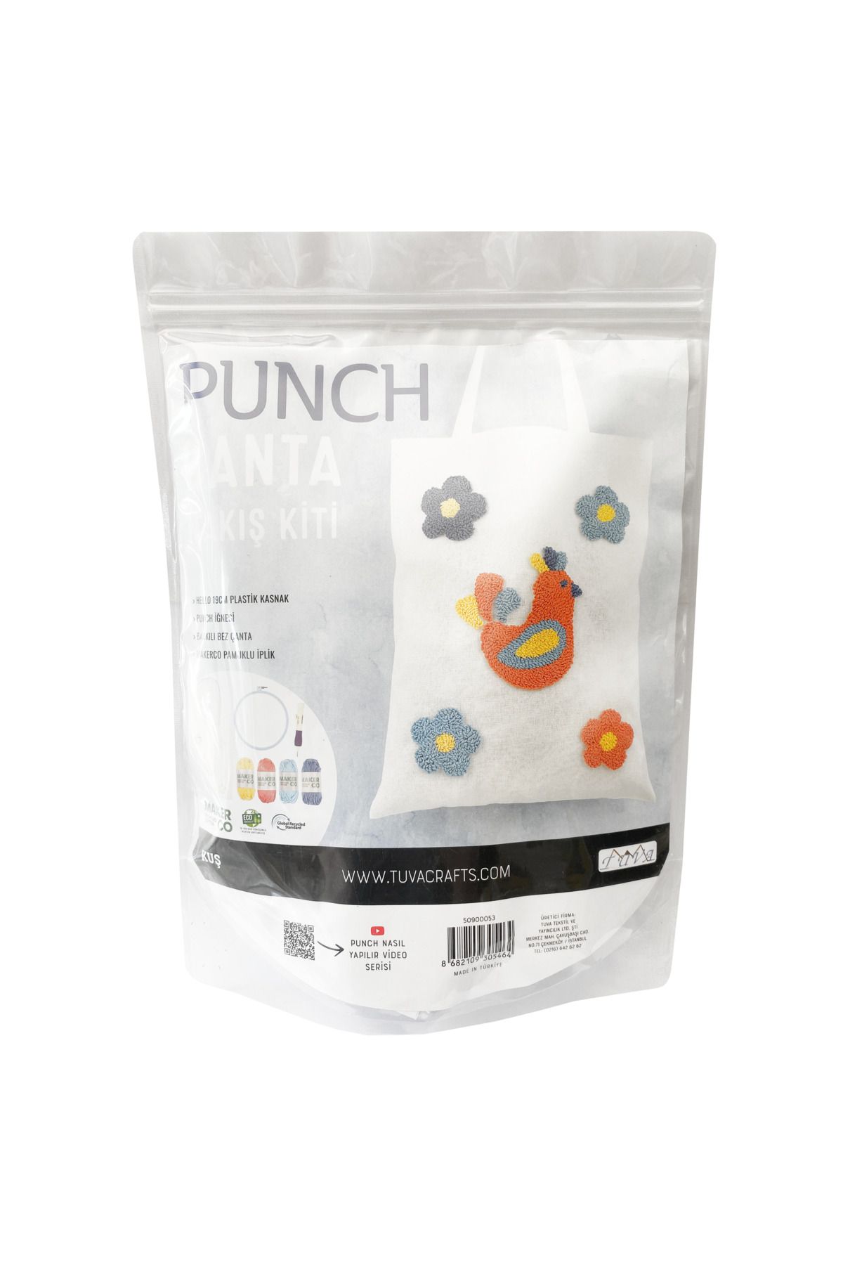 Hello Punch Çanta Nakış Kiti Çiçekli Punch Yapım Kiti PNÇ02