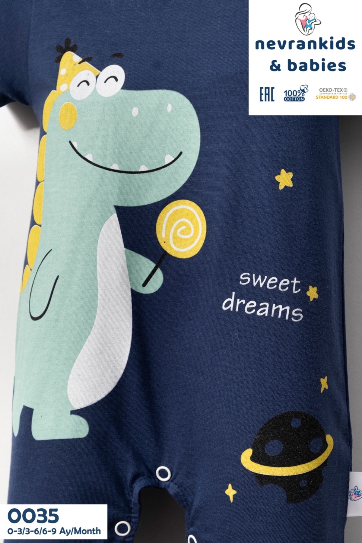 nevrankids Yenidoğan Kız Erkek Pamuk Uni Yumuşak Kısa Kollu Yazlık Tulum fotoğrafı 5 (önizleme)