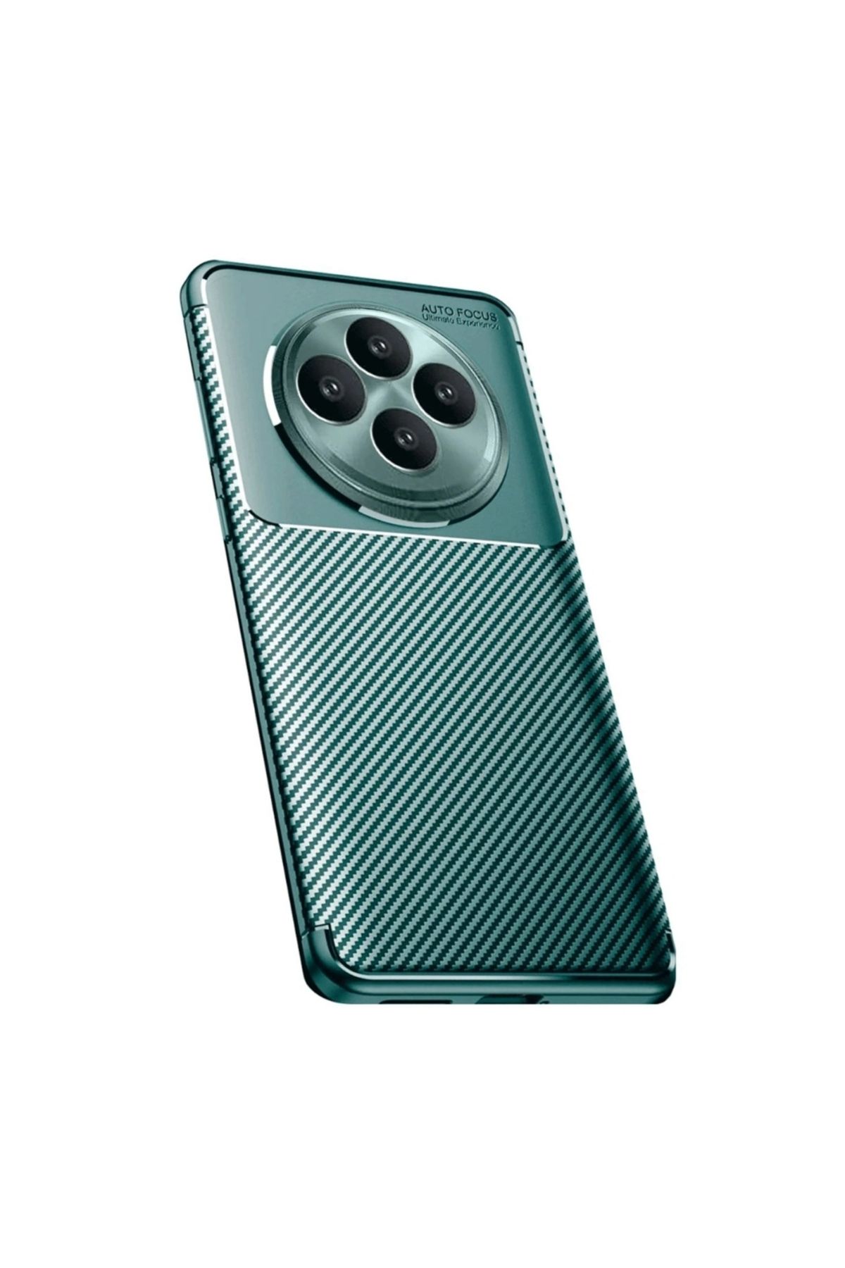 Gpack Oppo Reno 11FS uyumlu Kılıf Negro Karbon Görünümlü Silikon Koyu Yeşil