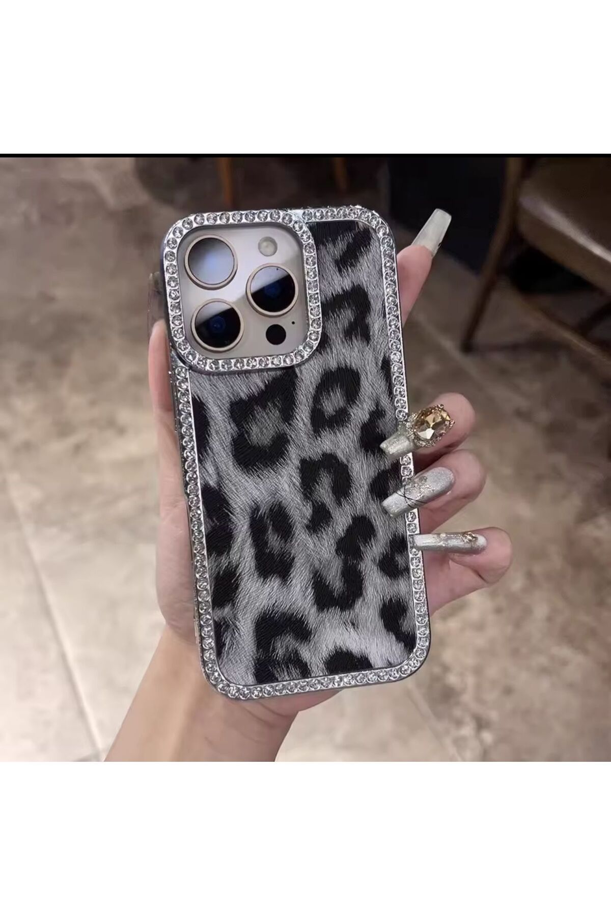 PEXURA TECH İphone 14 Pro Max Leopar ve Taşlı Telefon Kılıfı