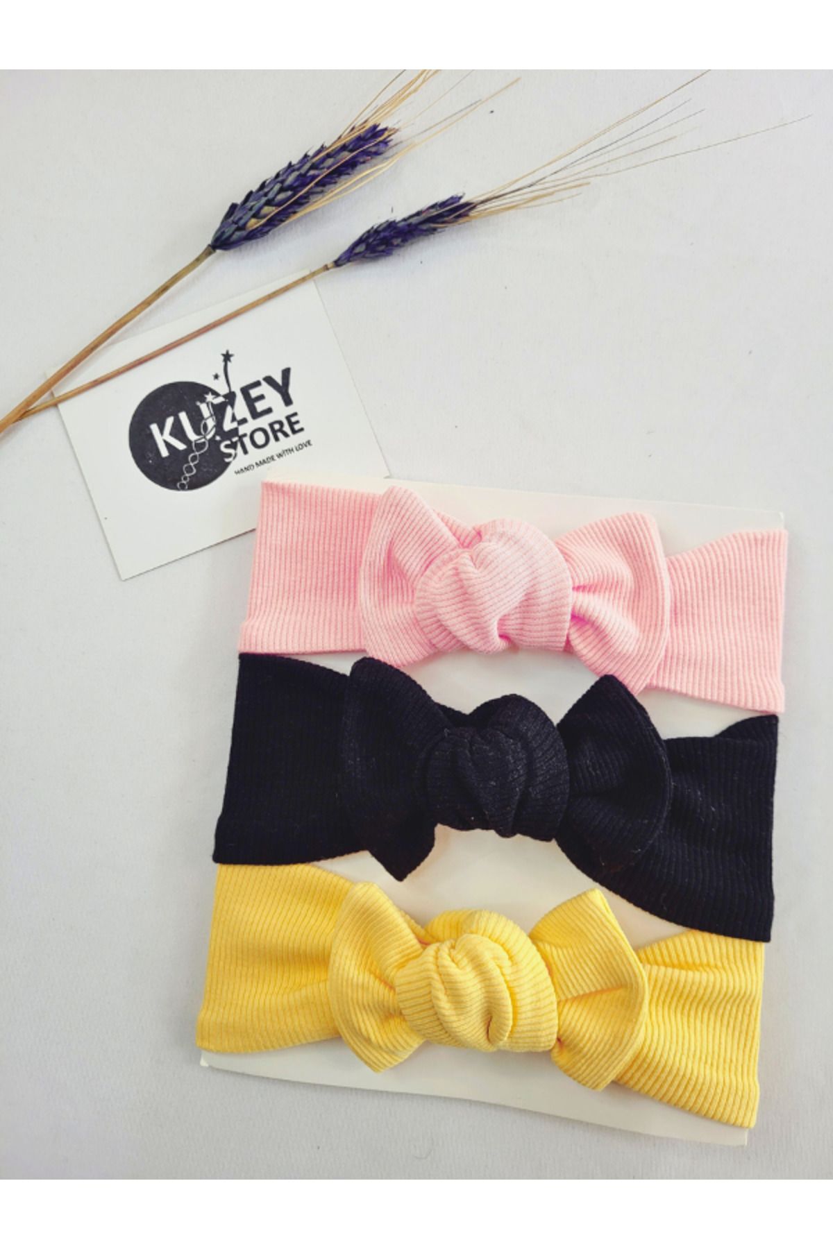 KUZEY STORE Kız Bebek 0-3 Yaş Uyumlu 3'lü Bandana Seti | Pamuklu ve Elastik
