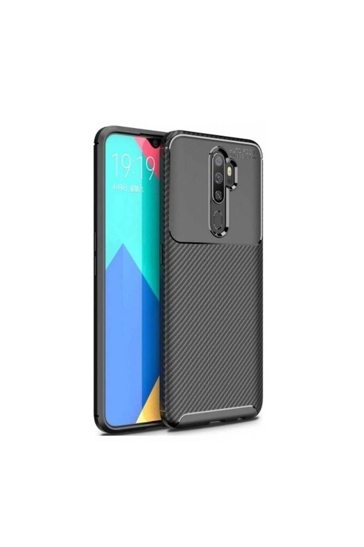 Smart Tech Oppo A5 2020 / A9 2020 Uyumlu Karbon Desenli Negro Silikon Kılıf