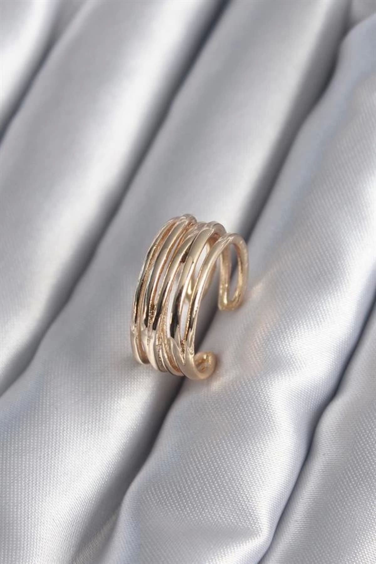 Lale Moda Gold Renk Ayarlanabilir Kadın Yüzük