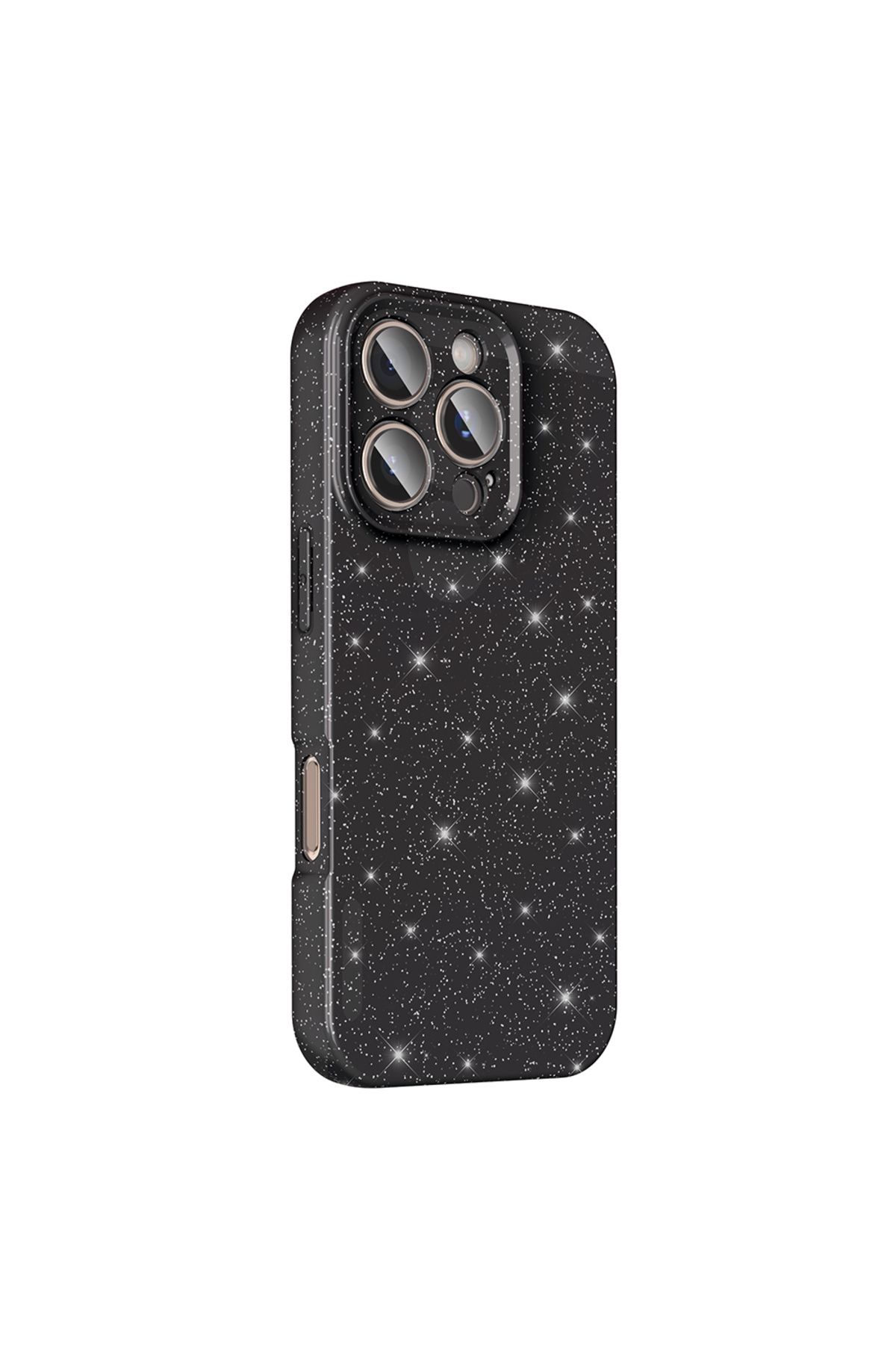Gpack iPhone 16 Pro uyumlu Kılıf Koton Simli Silikon Arka Kapak Kamera Korumalı Siyah