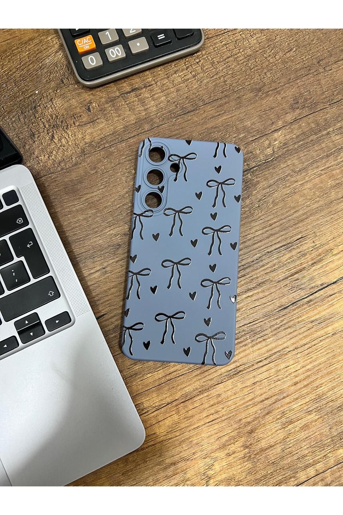 HZR Samsung S23 Plus Siyah Kurdele Desenli Koyu Gri Silikon Kılıf