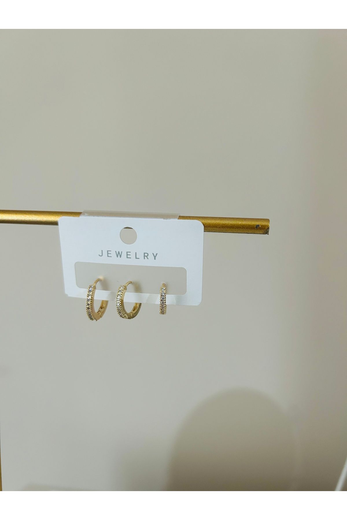 JEWELRY 3 lü Zirkon Taşlı Halka Küpe