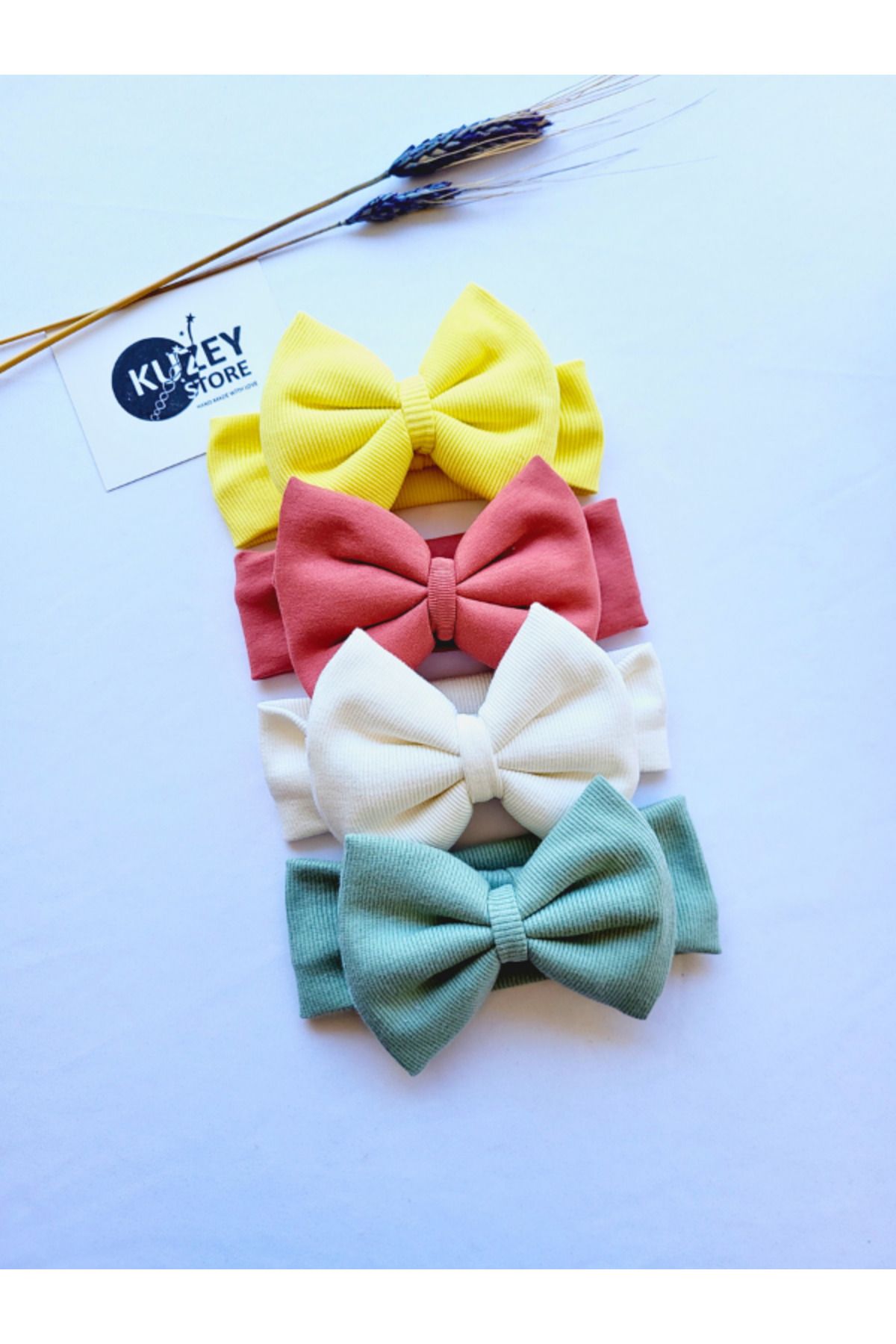 KUZEY STORE Kız Bebek 0-3 Yaş Uyumlu 4'lü Bandana Seti | Pamuklu ve Elastik