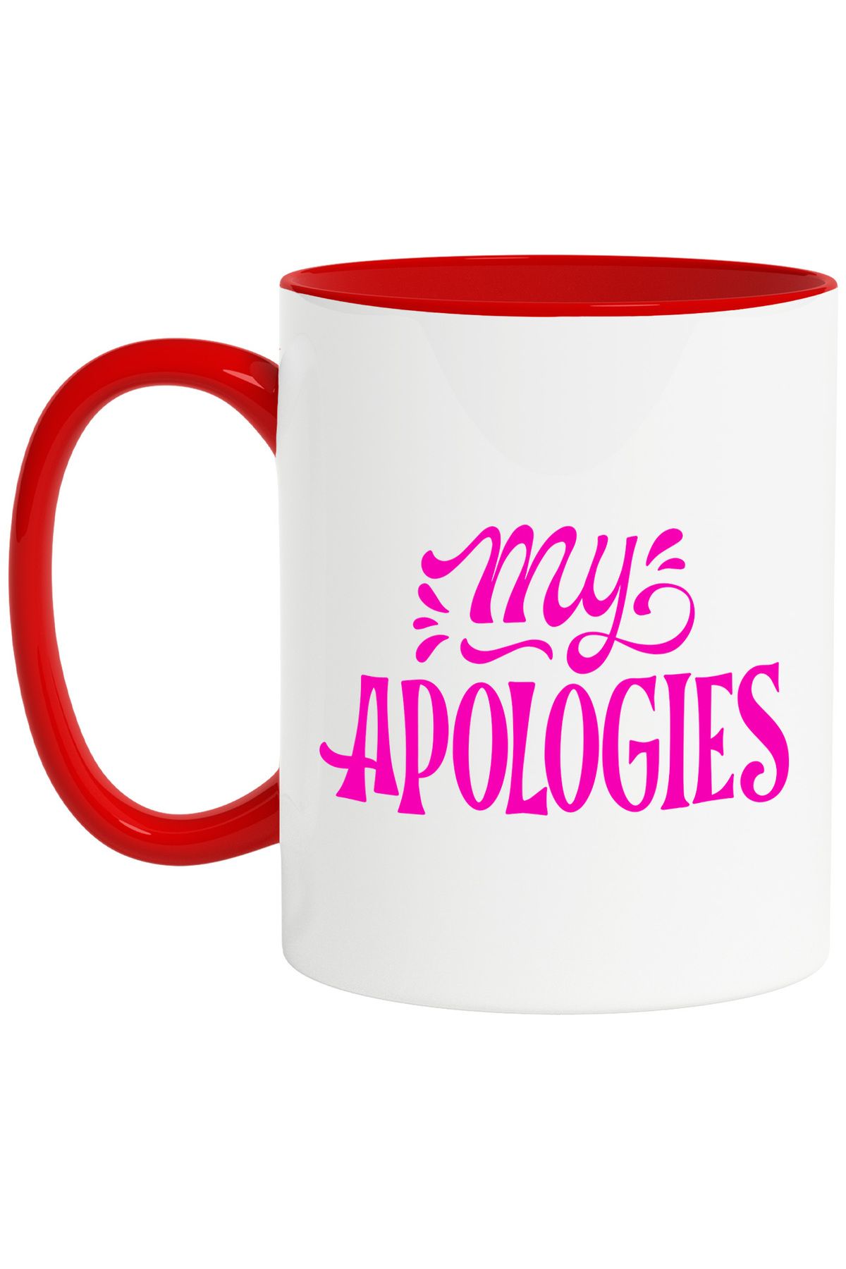 StoryGift Romania-Mug with the text in English "My apologies" - my apologies with Red Handle, With Red Handle, STG. 1