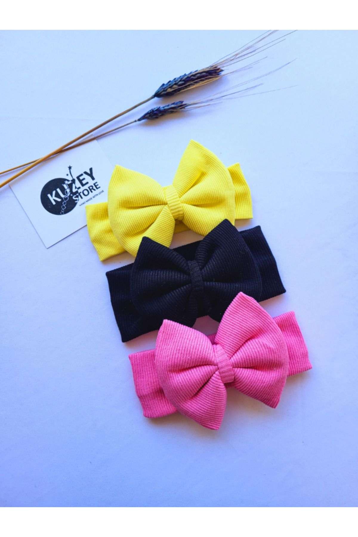 KUZEY STORE Kız Bebek 0-3 Yaş Uyumlu 3'lü Bandana Seti | Pamuklu ve Elastik