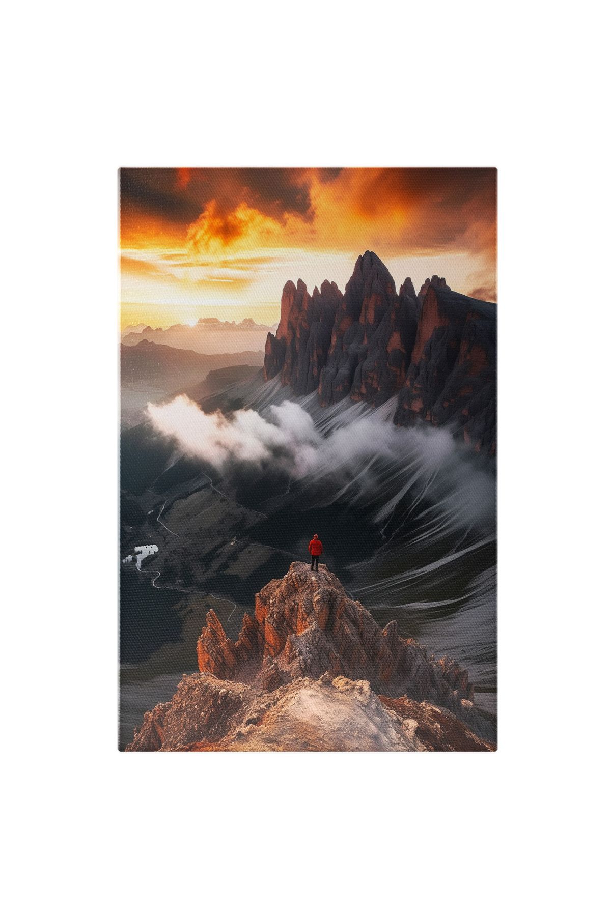 StoryGift Romania Tablou Canvas: Fotografie Cu O Persoana Care A Reusit Sa Se Catere Destul De Sus - Munti Pictu - 40 x 25