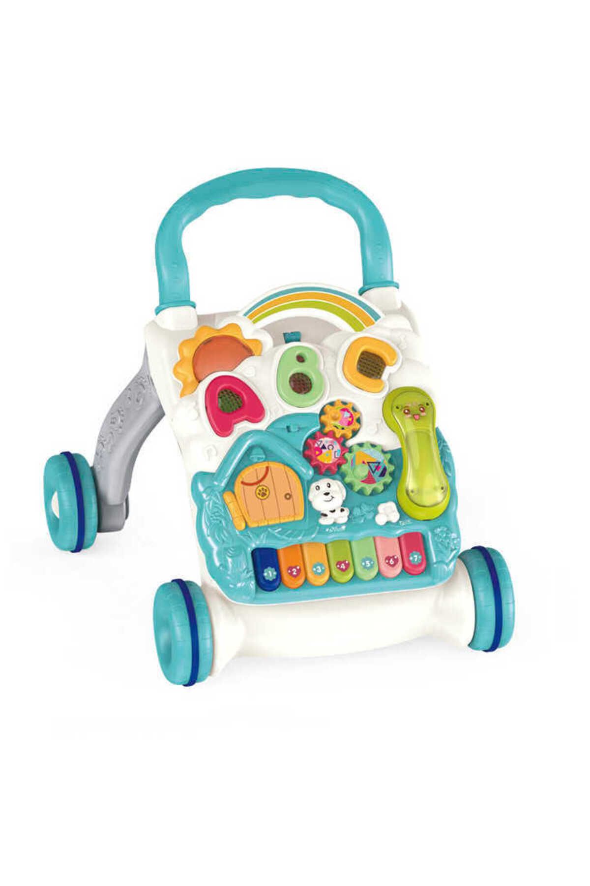 NillyToys Piyanolu 4in1 Turkuaz Bebek Yürüteci Aktivite Oyun Masası Yürüteç