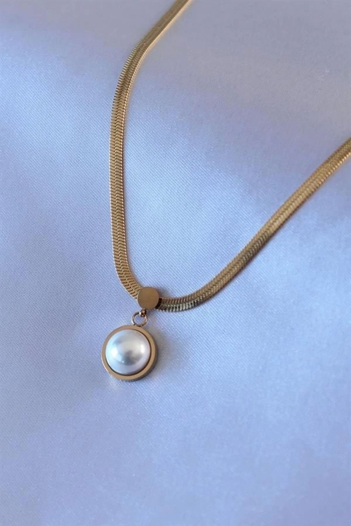 Lale Moda 316L Çelik Gold Renk İtalyan Zincir Model Kadın Kolye