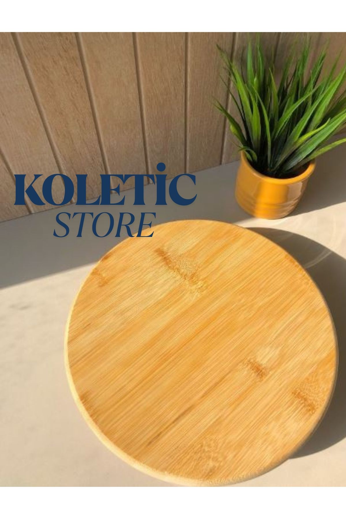 KOLETİC STORE BAMBU TOP AYAKLI YUVARLAK PASTA STANDI SUNUMLUK - SUNUM TAHTASI