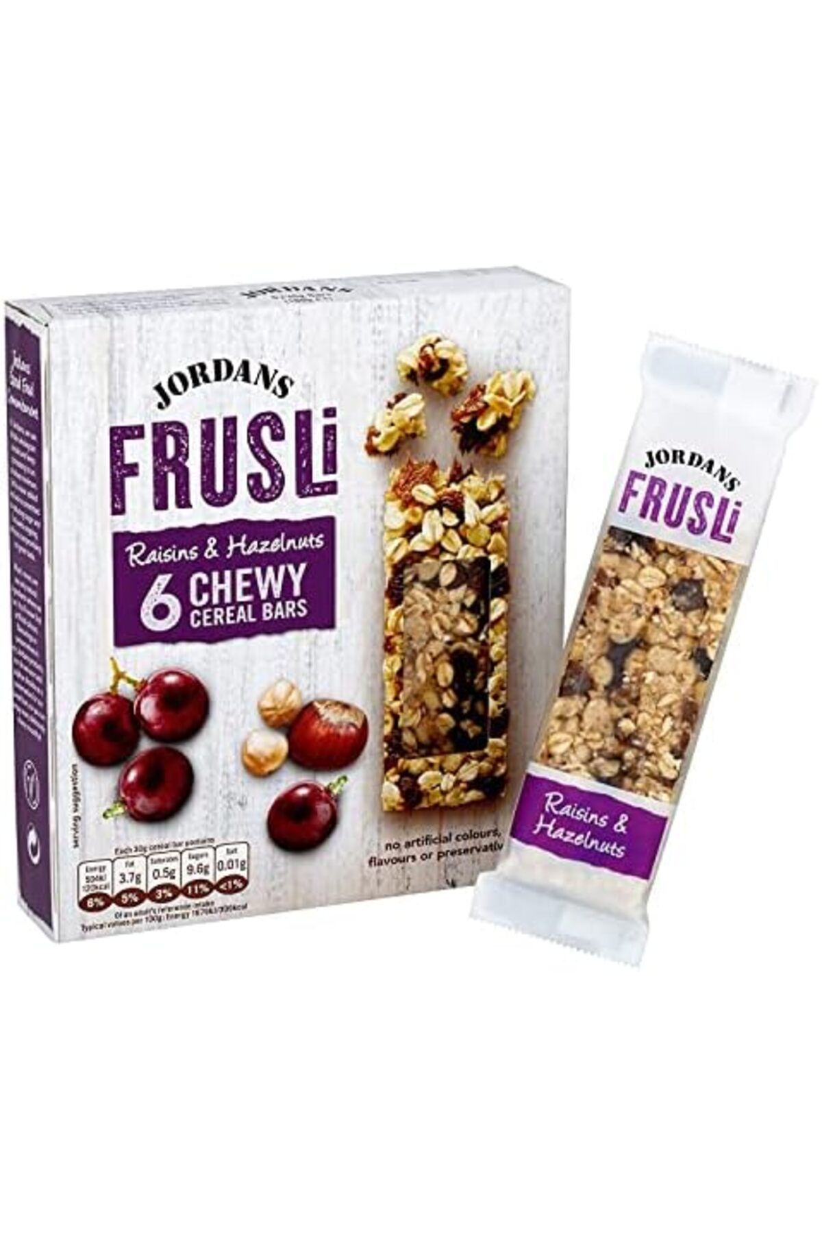 JORDANS-Raisin Hazelnut Frusli Bar 6 X 30 gms 2