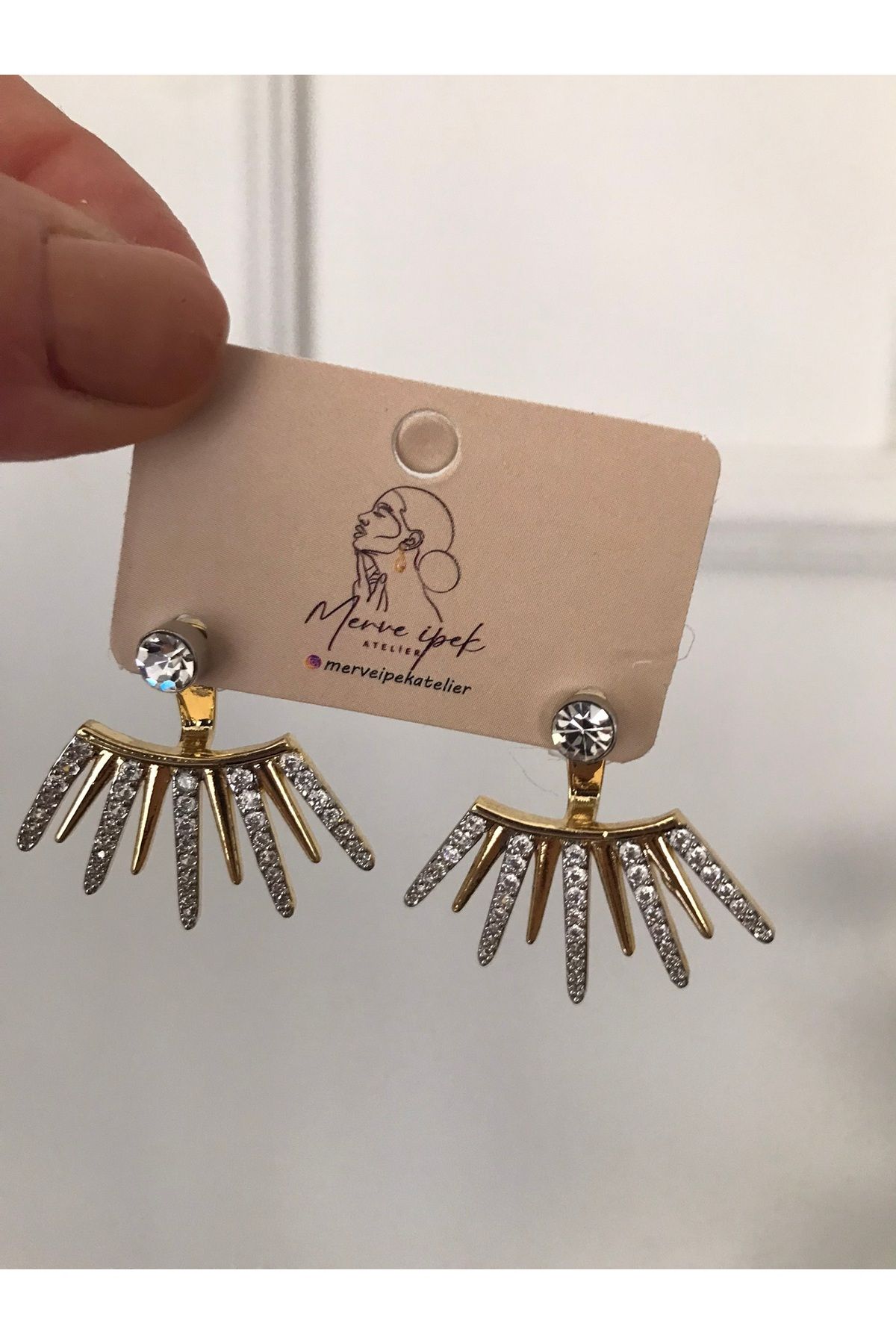 shop PASLANMAZ ÇELİK TREND GOLD GÜMÜŞ TAŞLI BOHEM TARZ KARARMAZ KÜPE