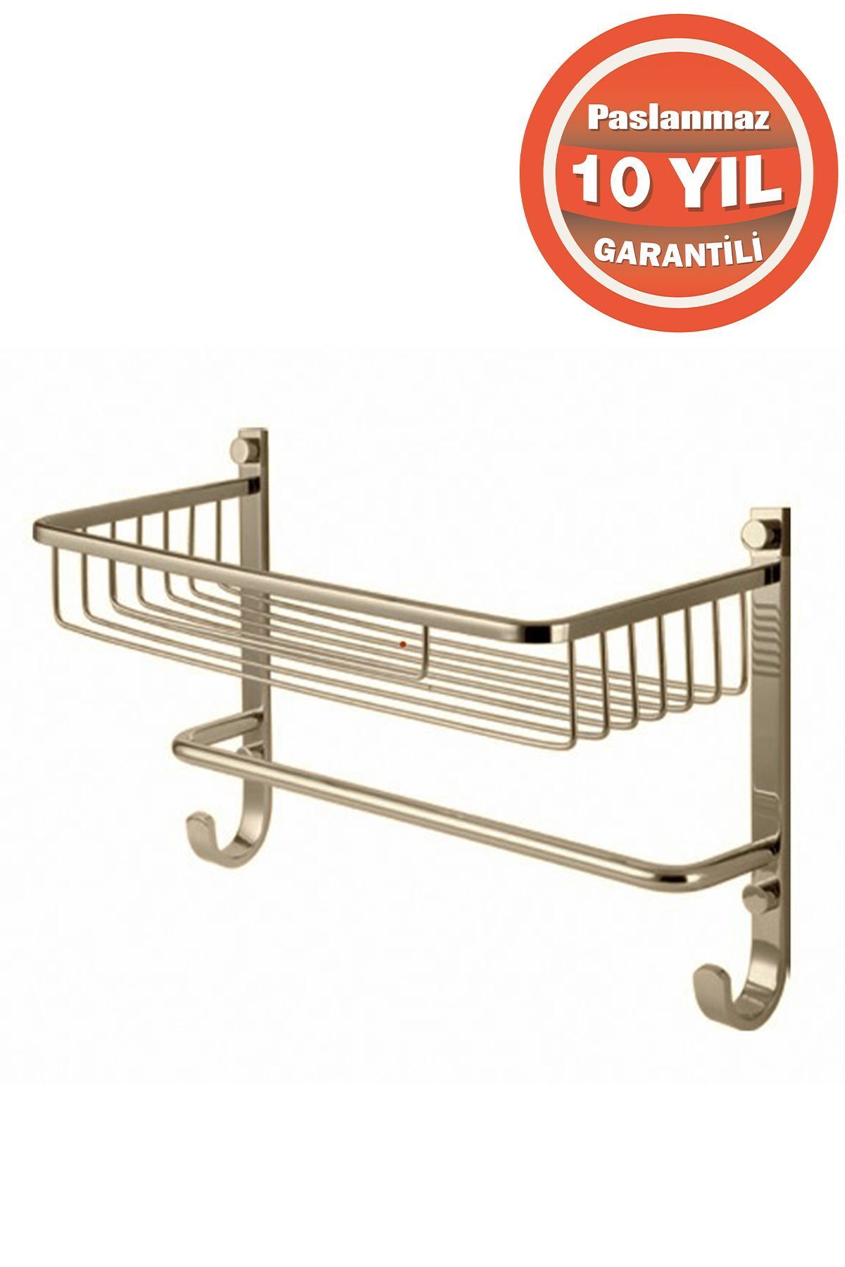 ÇELİK BANYO Paslanmaz Pirinç Tekli Havluluk Şampuanlık Süngerlik Köşelik Altın Gold