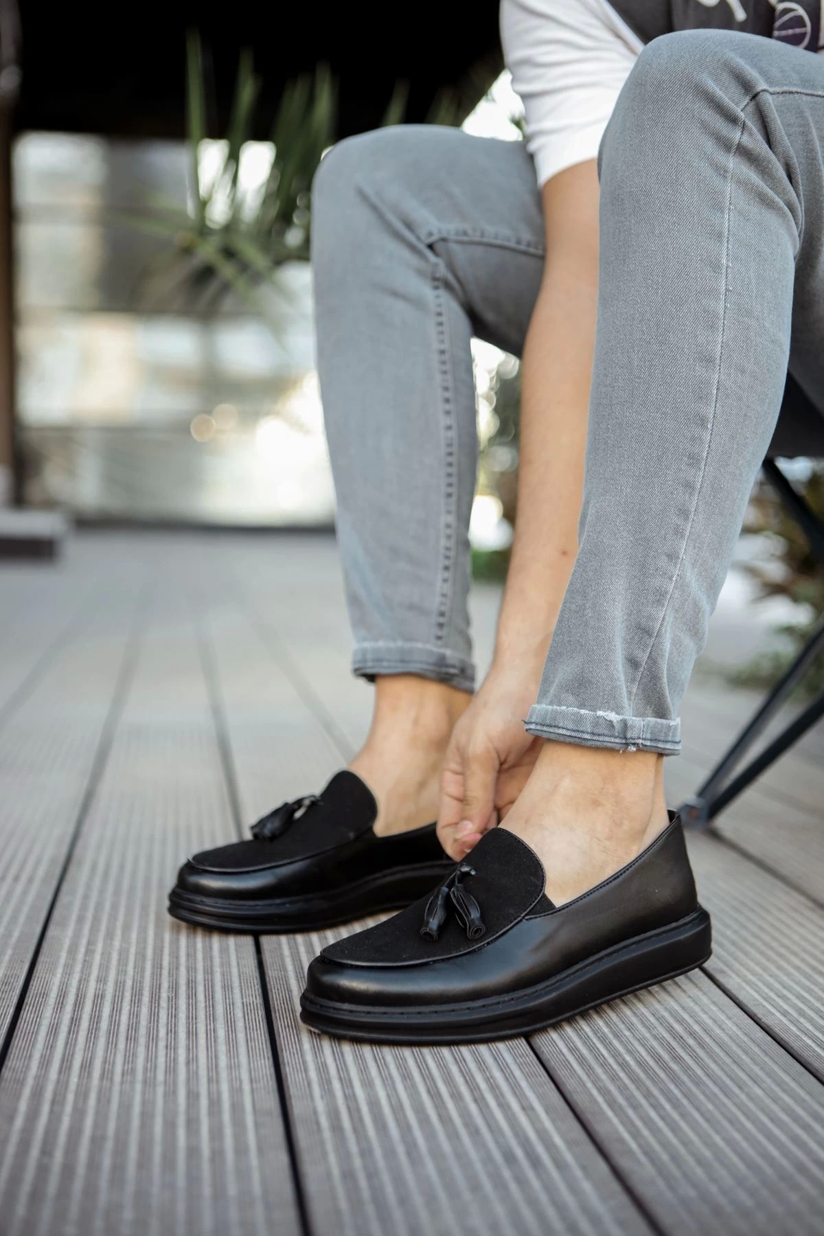luz&pos CH002 CST Loafer Pelle Erkek Ayakkabı SIYAH