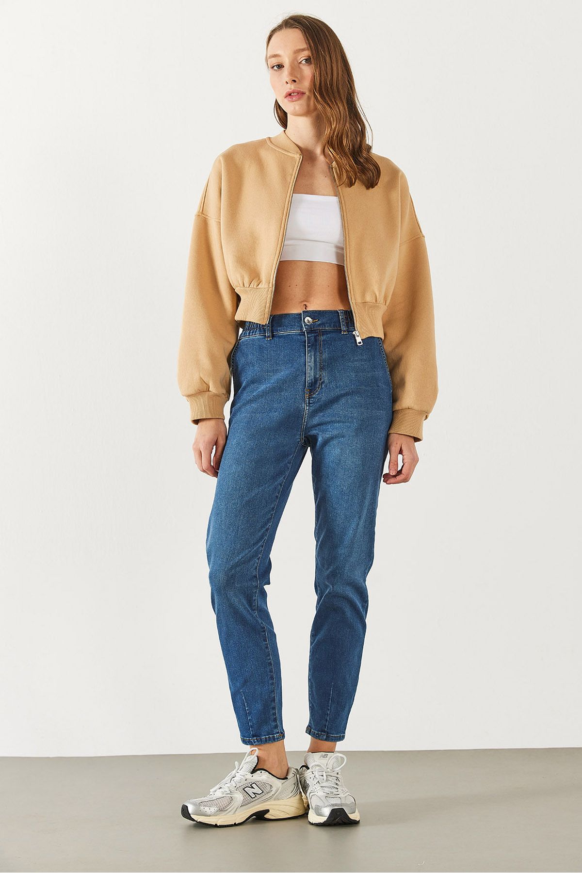 VENA Norah Dark Blue Beli Lastikli Jean Pantolon - DARK BLUE
