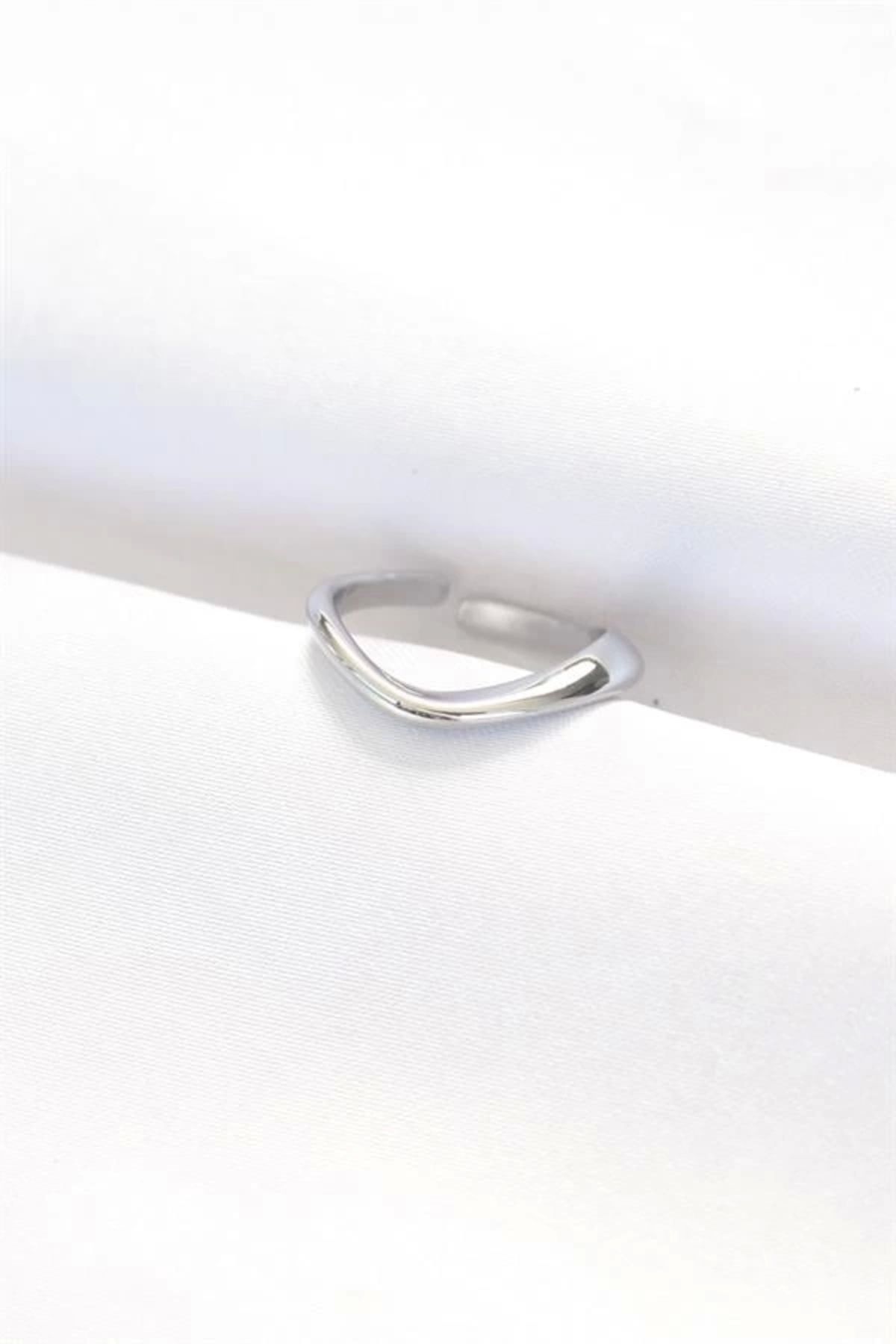 Lale Moda Yassı Silver Renk Ayarlanabilir Yüzük