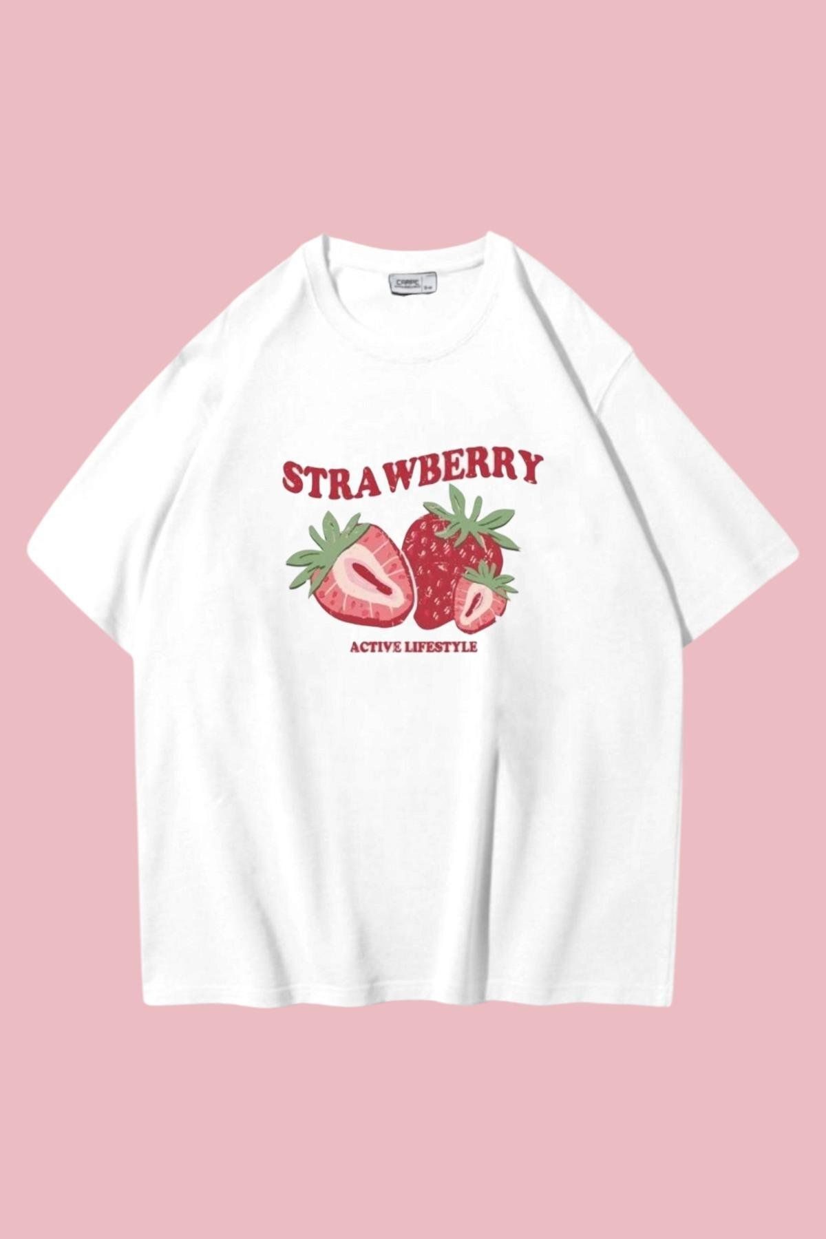 Carpe Watercolor Strawberry Oversize T-shirt