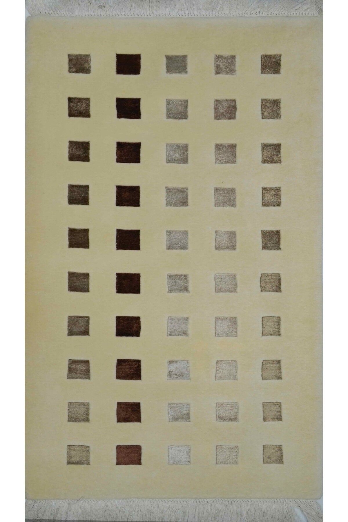 Handmade Yüksek Kalite Yünden El Dokuma Krem Renk Nepal Halısı 80x150 cm (1.2 m²)