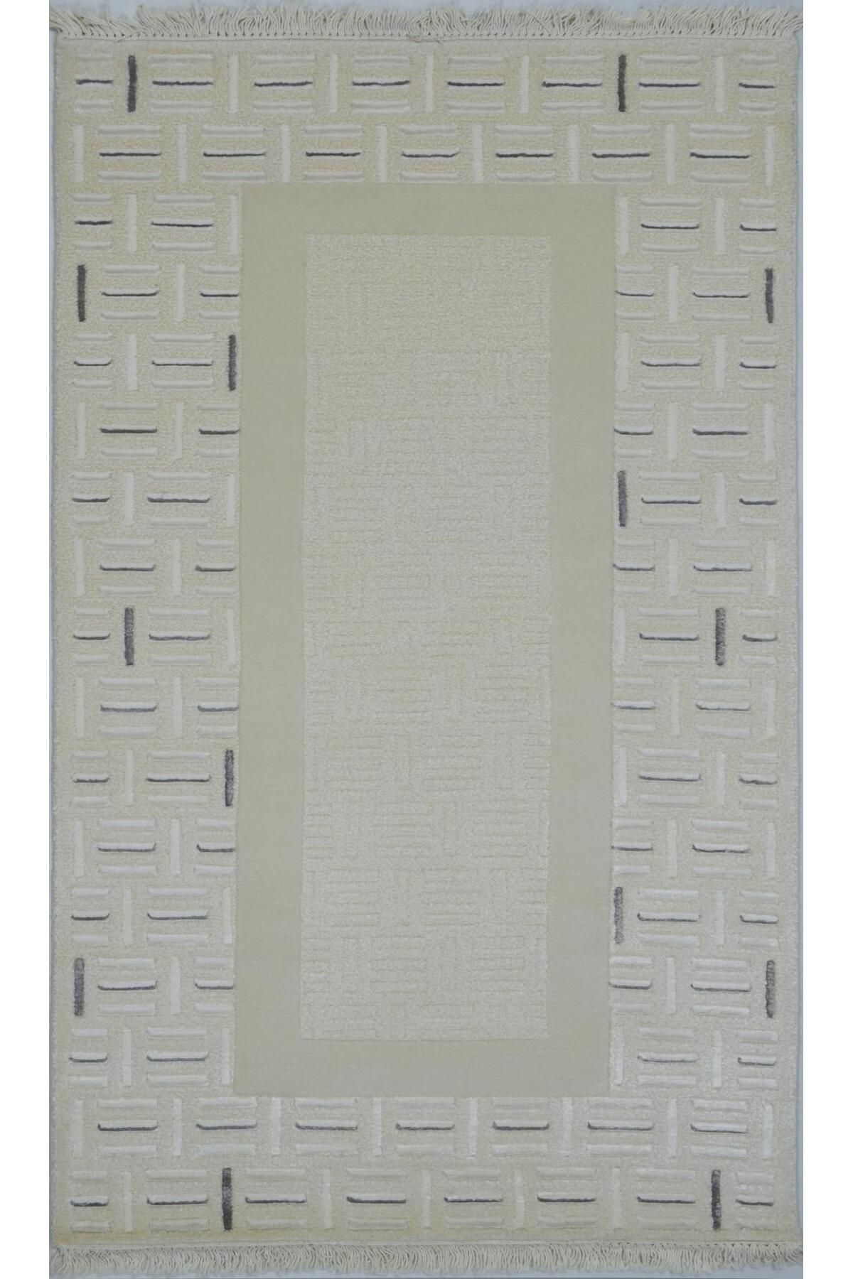 Handmade Yüksek Kalite Yünden El Dokuma Krem Renk Nepal Halısı 80x150 cm (1.2 m²)