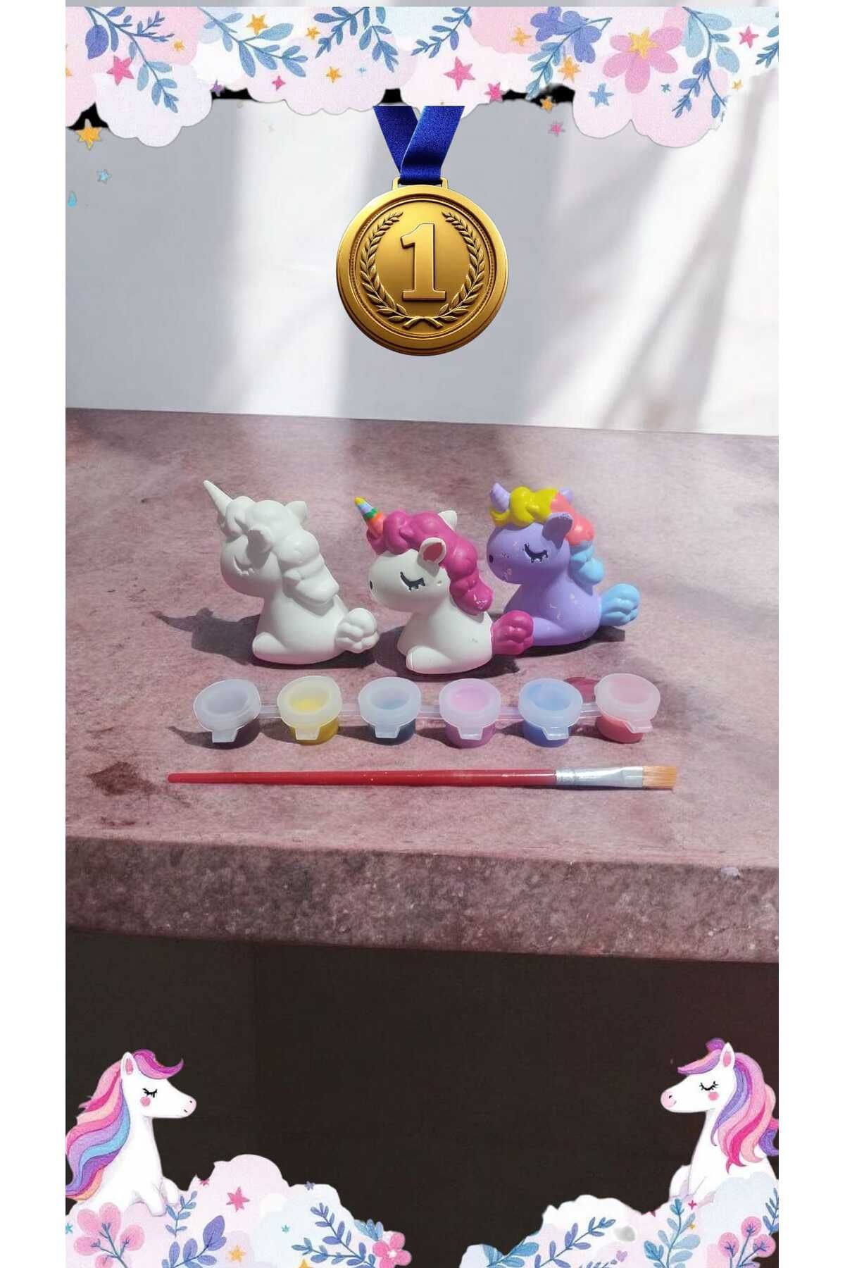 CanTasarımEvi Unicorn Taş Boyama Figür Çocuk Gelişimi Anne Çocuk Etkinlik Taş Boyama Seti