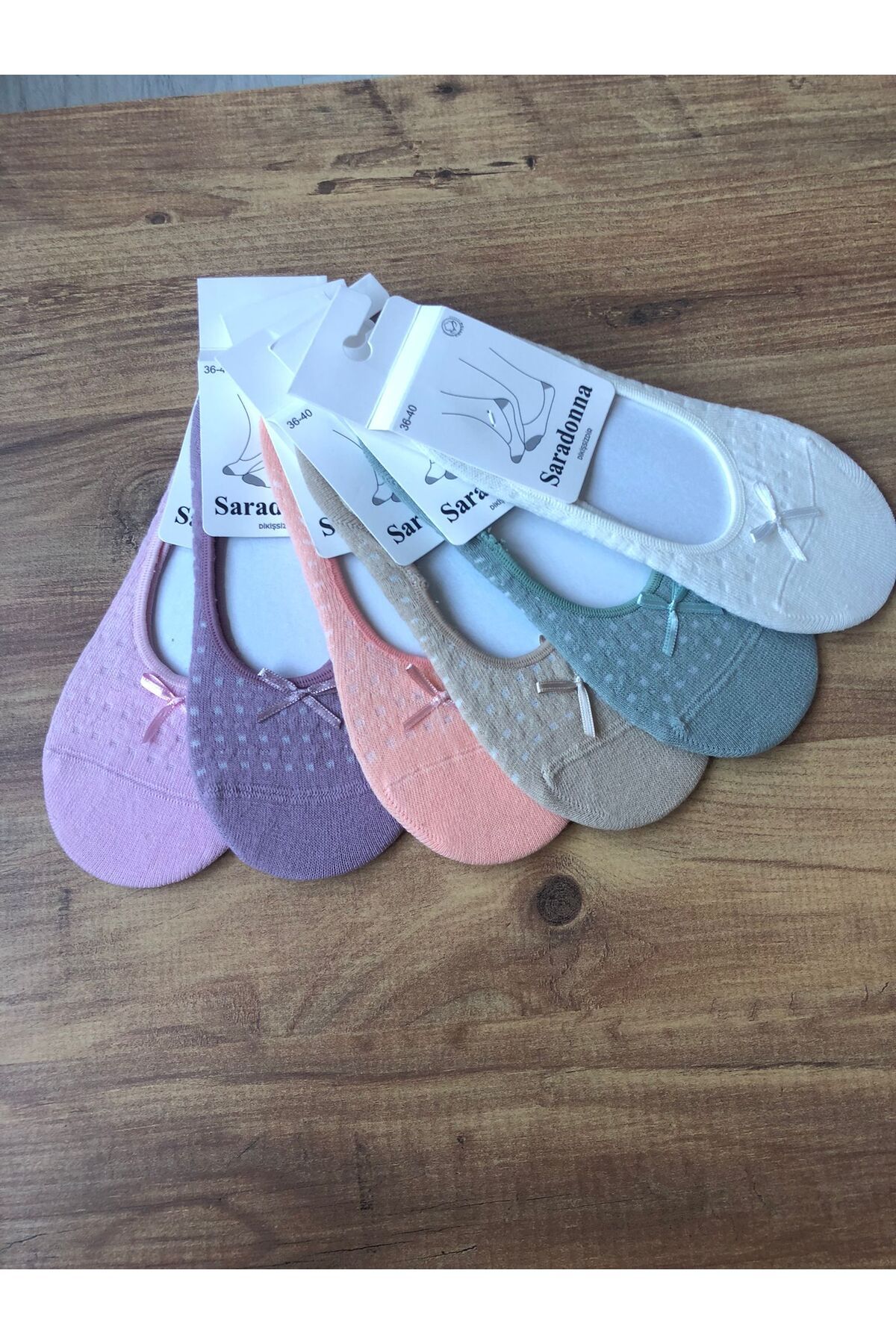SOFT 6 Çift Kadın Fiyonk Detaylı Babet Çorap