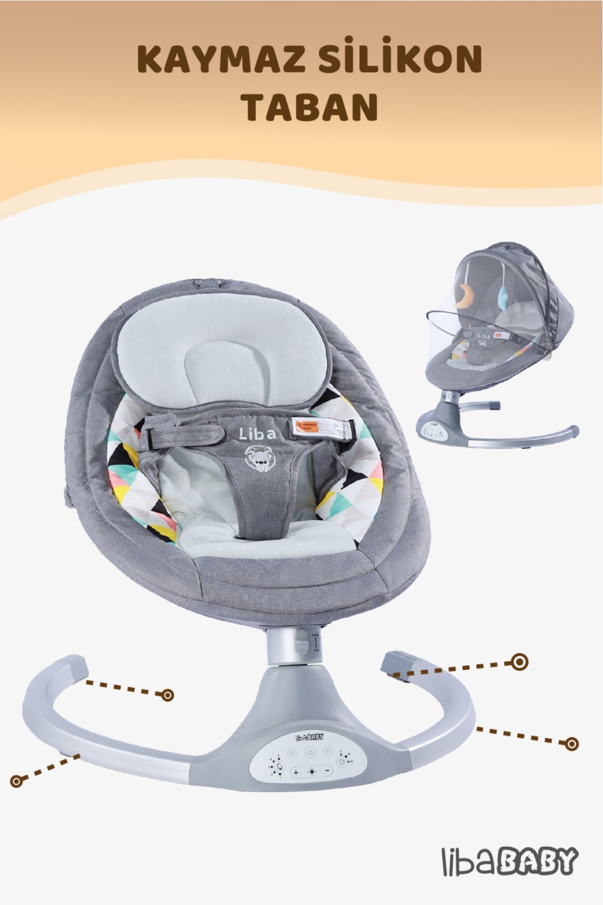 libaBABY KOALA Elite Elektrikli Bebek Ana Kucağı Bluetoothlu Otomatik Sallanan Müzikli Kumandalı + Keçe çanta fotoğrafı 7 (önizleme)