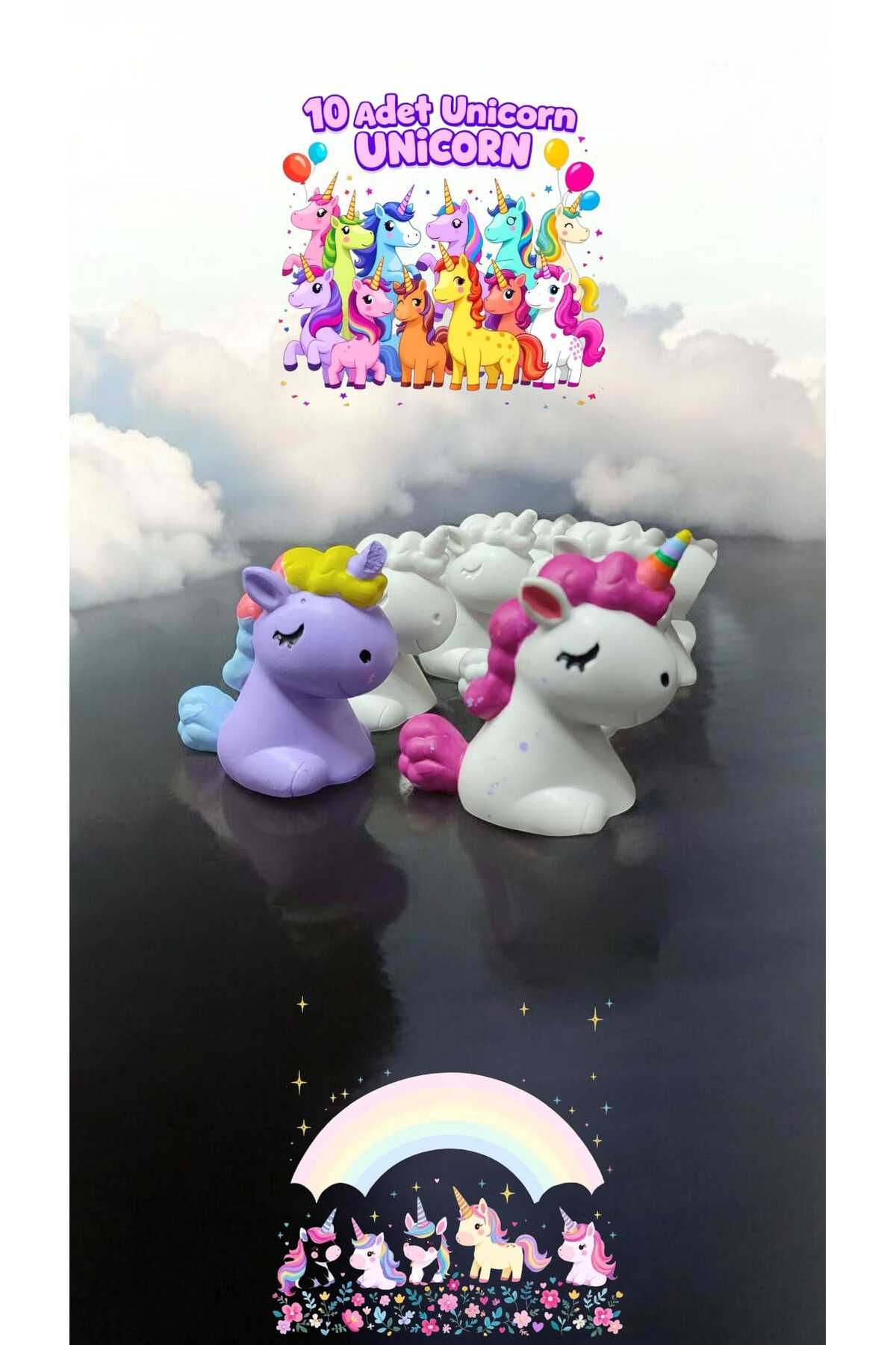 CanTasarımEvi 10'lu Unicorn Taş Boyama Figür Çocuk Gelişimi Anne Çocuk Etkinlik Taş boyama seti