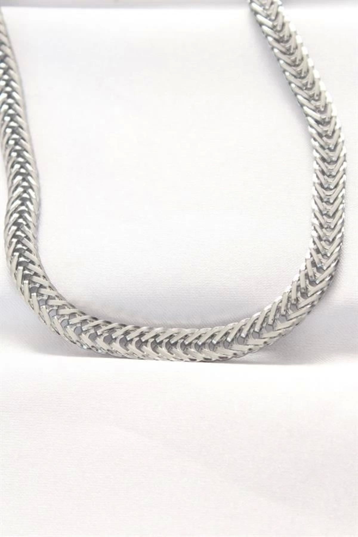 Lale Moda 316L Çelik Silver Renk Balık Sırtı Zincir Kolye